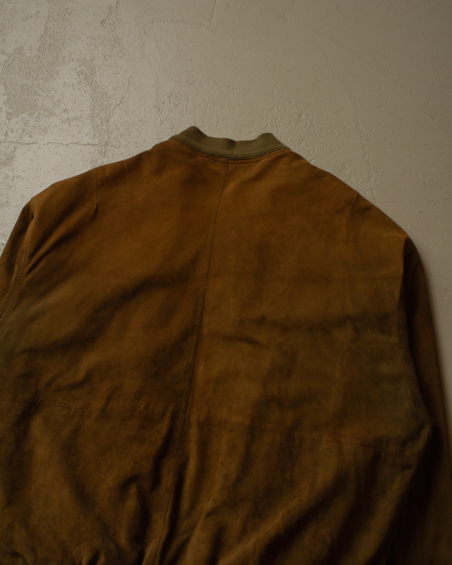 80s Suede Leather Bomber Jacket beige - XL