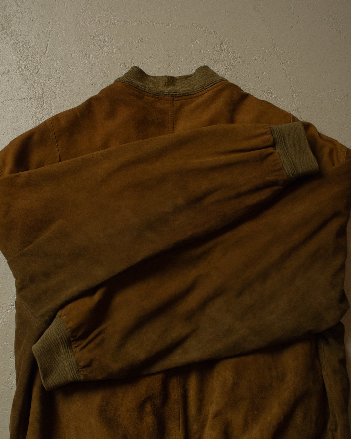 80s Suede Leather Bomber Jacket beige - XL