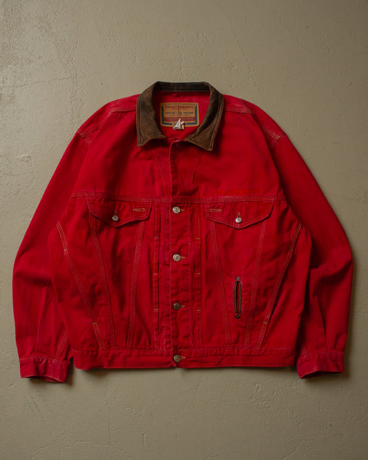 90s Diesel Industry Denim Jacket red - M