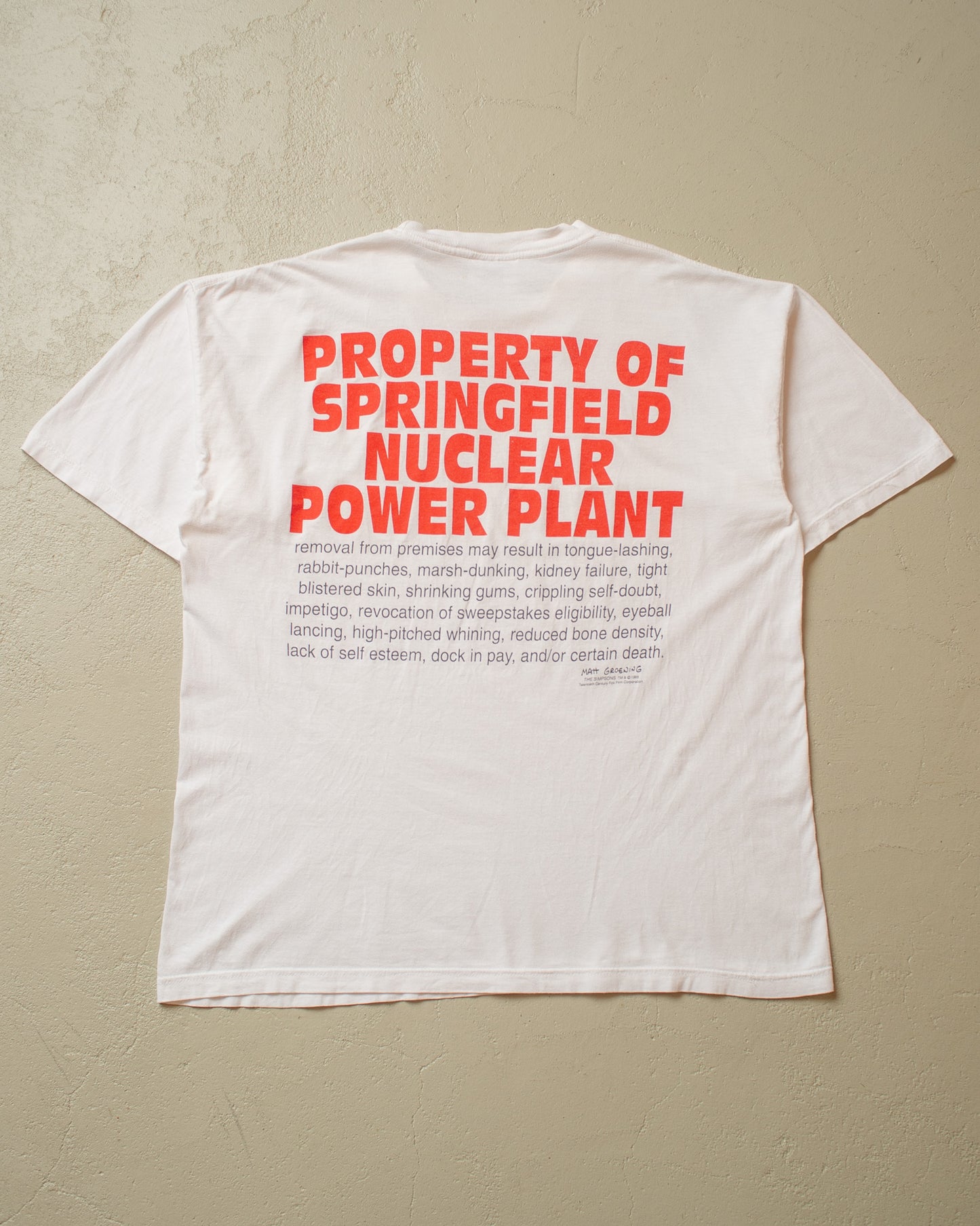 1995 Homer Simpson "Work" T-shirt white - XL
