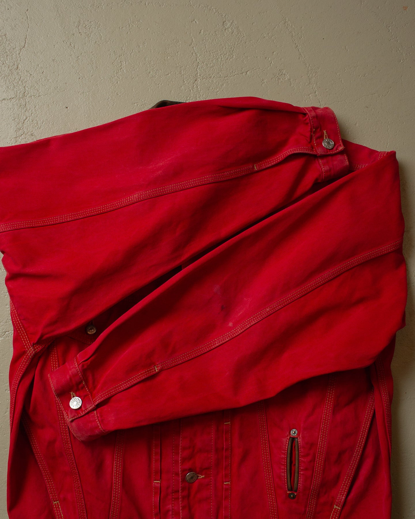 90s Diesel Industry Denim Jacket red - M