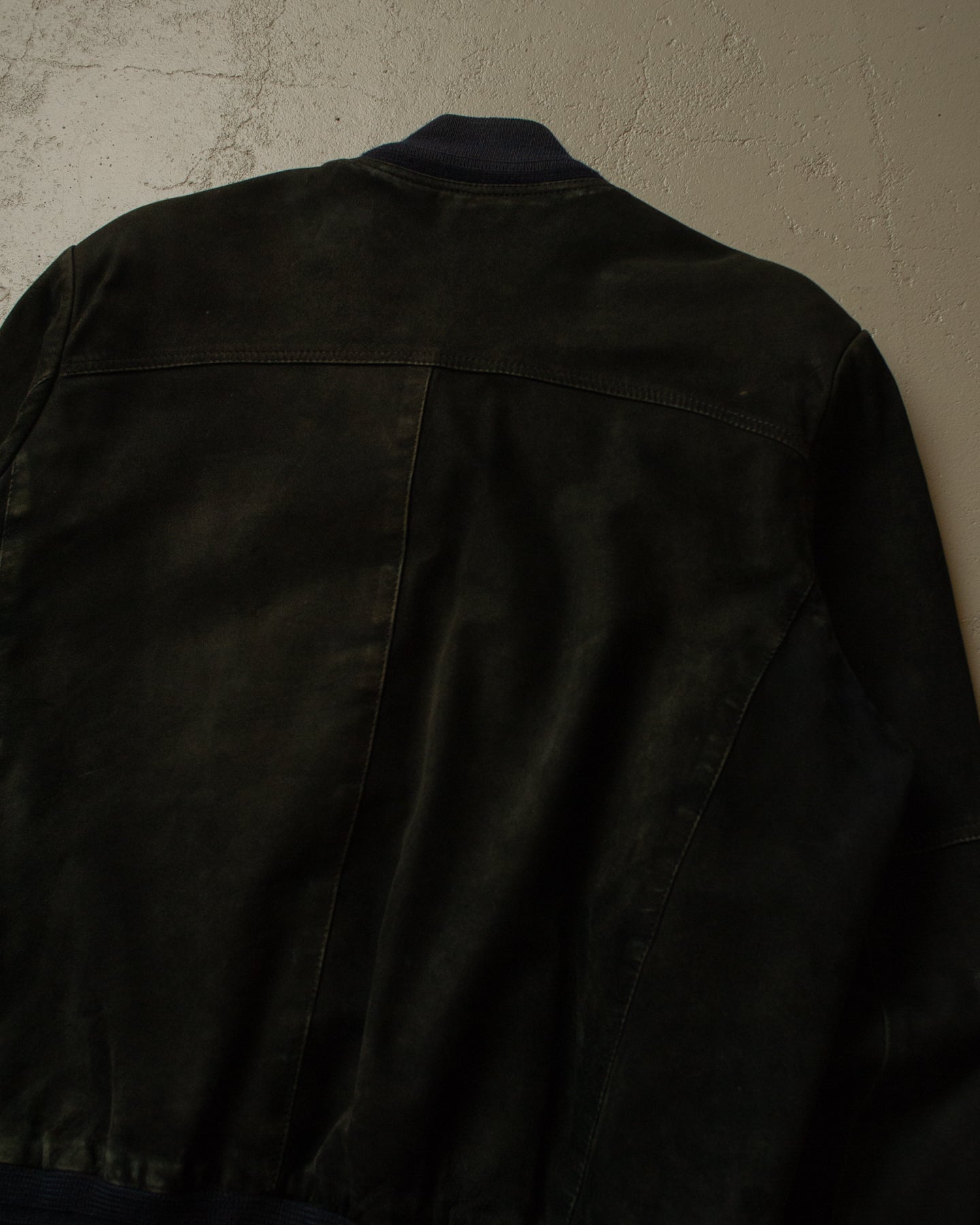 80s Faded Suede Leather Jacket black - L