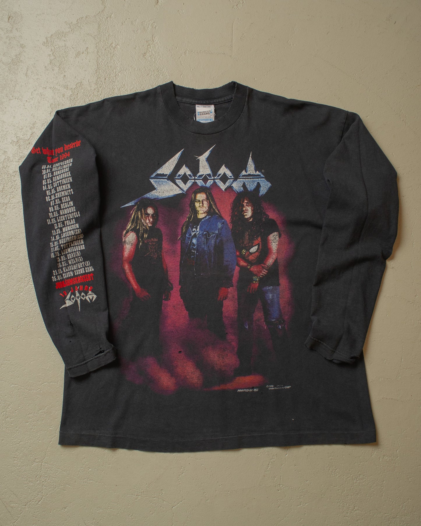 1994 distressed Sodom "Aber bitte mit Sahne" Tour Longsleeve black - XL