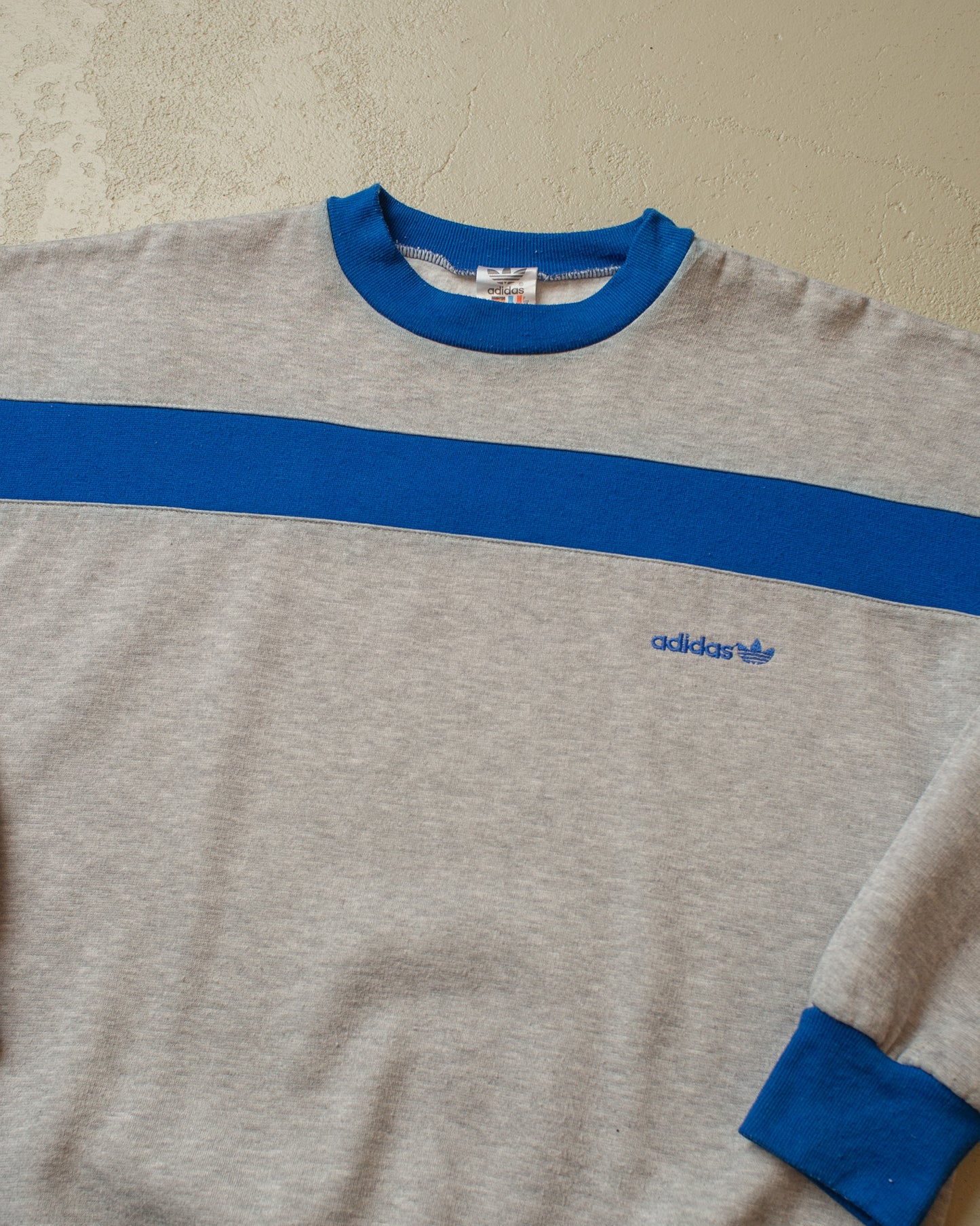 1980s Adidas Two Tone Sweatshirt grey - M/L