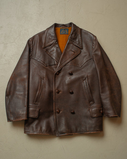1930s German "Zimmermann" Leather Car Coat brown - M/L