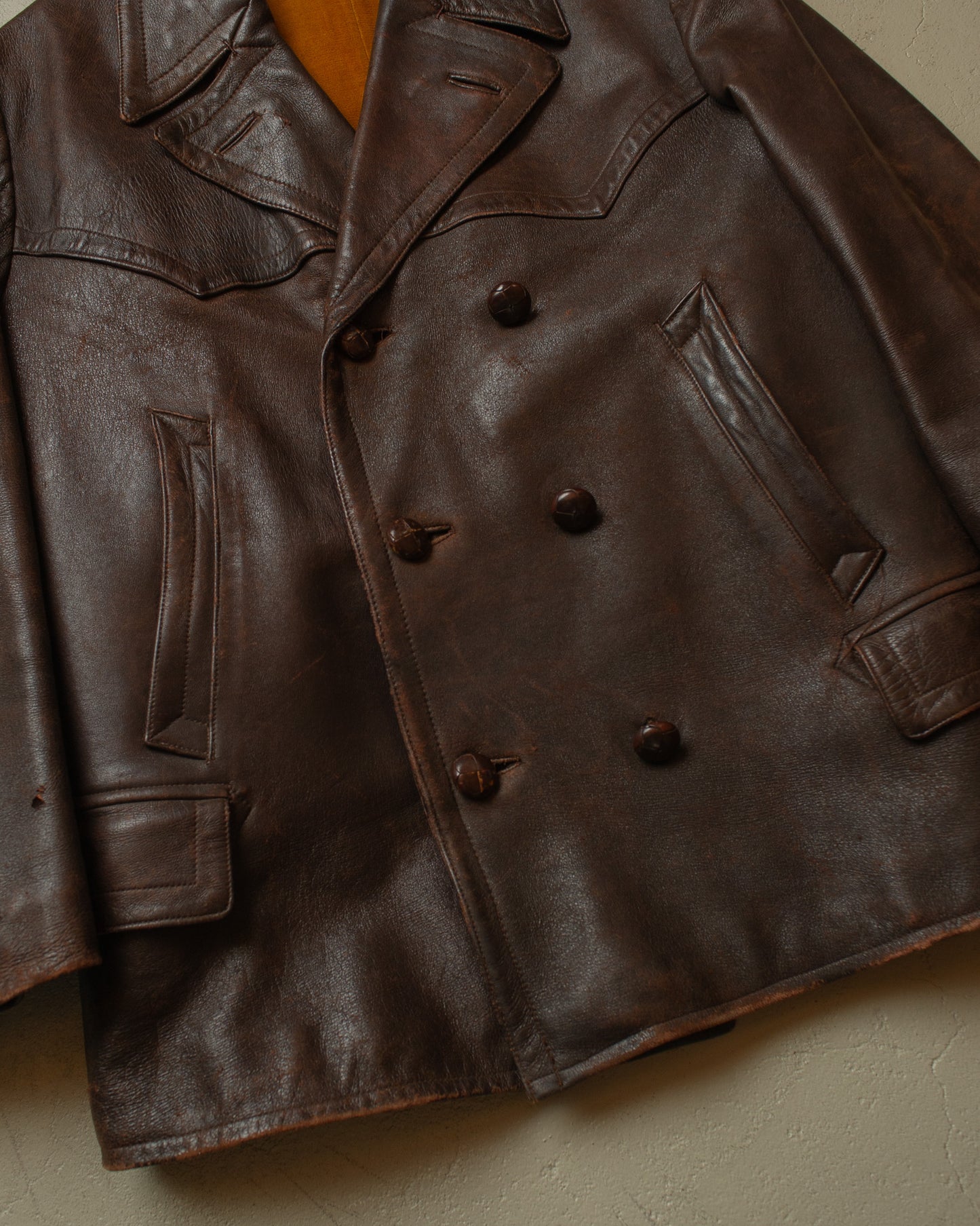 1930s German "Zimmermann" Leather Car Coat brown - M/L