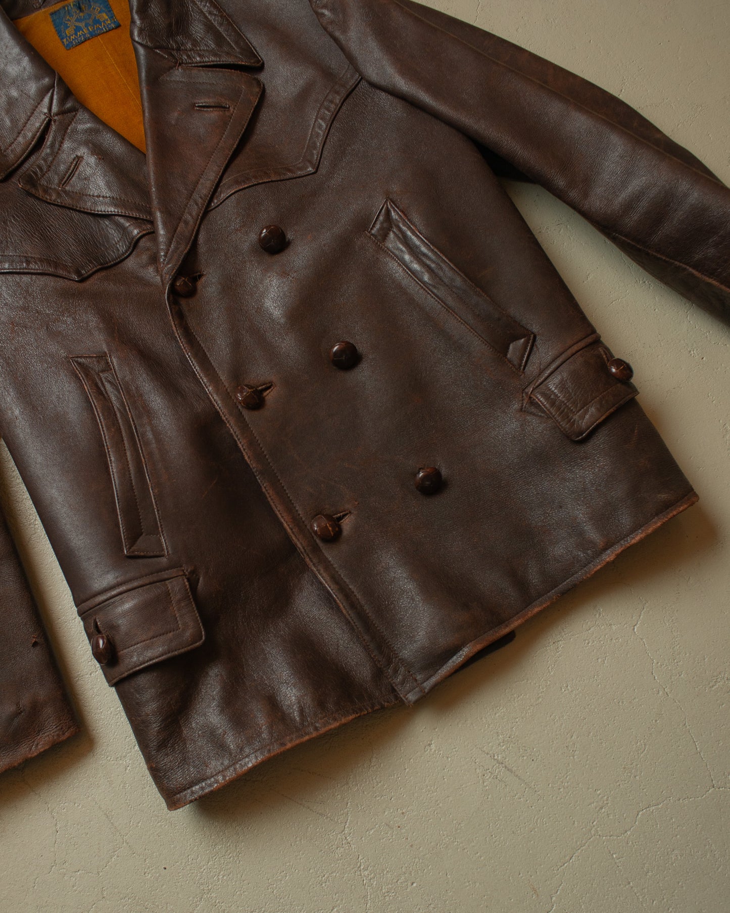 1930s German "Zimmermann" Leather Car Coat brown - M/L