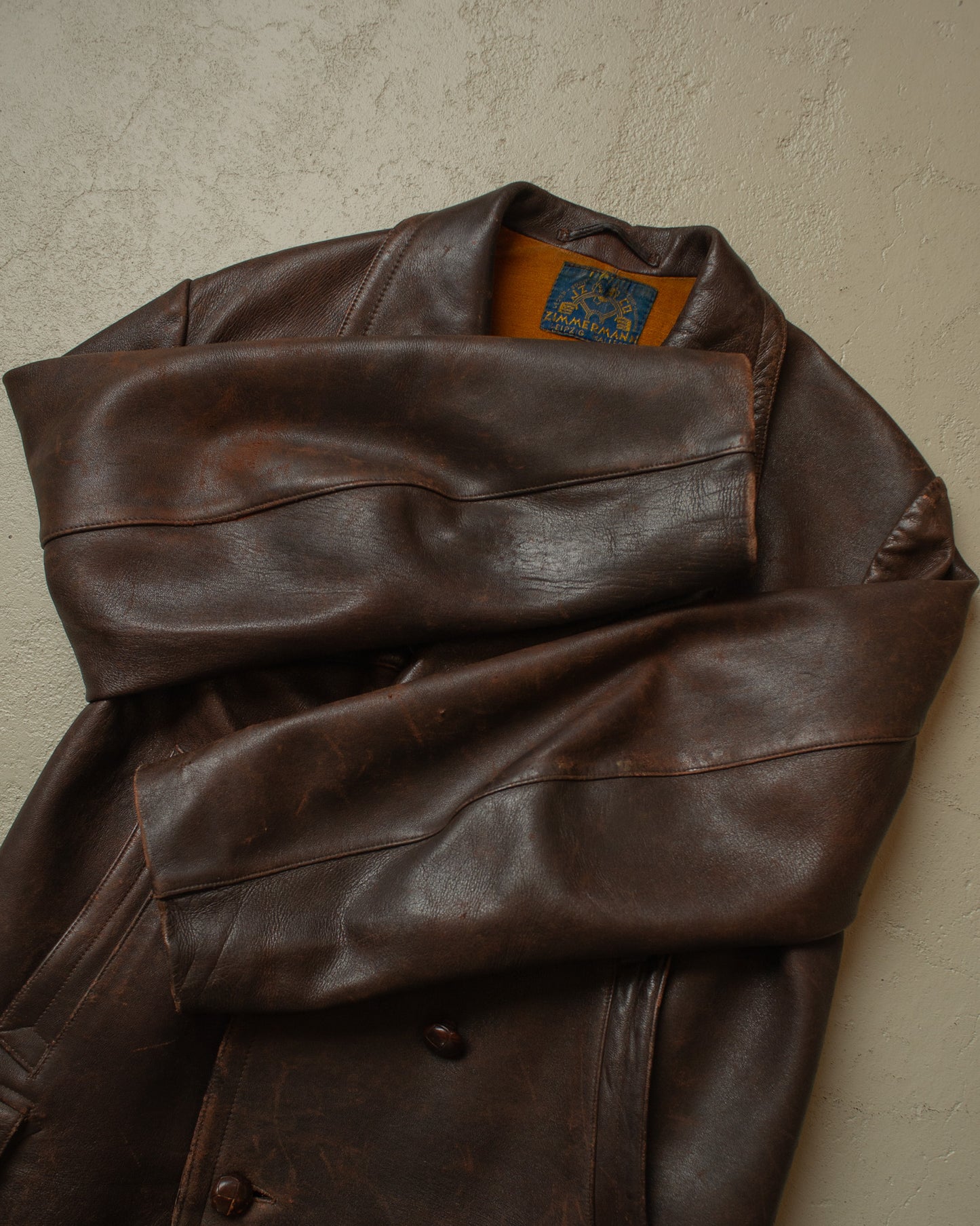 1930s German "Zimmermann" Leather Car Coat brown - M/L