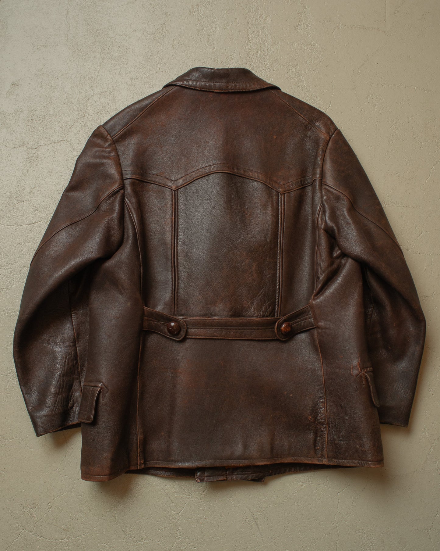 1930s German "Zimmermann" Leather Car Coat brown - M/L