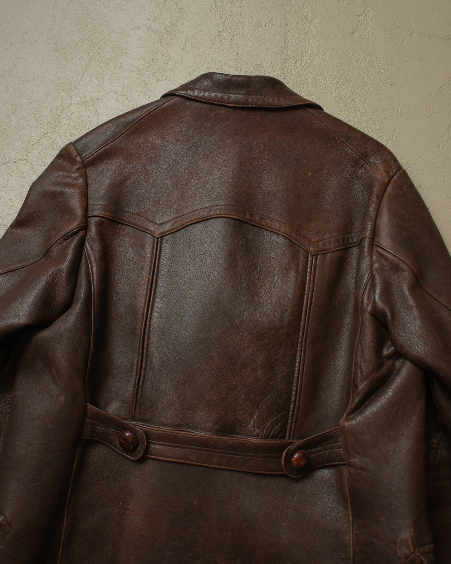 1930s German "Zimmermann" Leather Car Coat brown - M/L