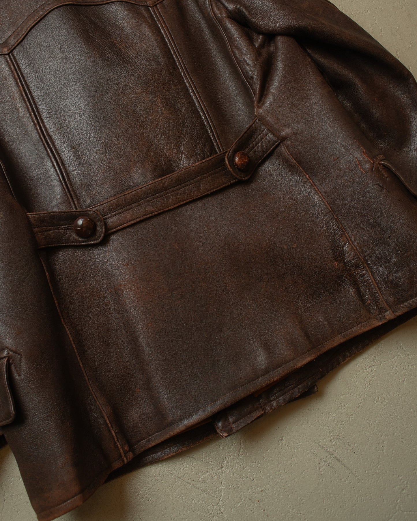 1930s German "Zimmermann" Leather Car Coat brown - M/L