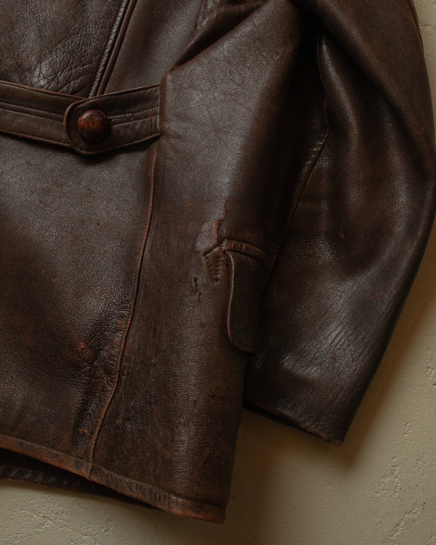 1930s German "Zimmermann" Leather Car Coat brown - M/L