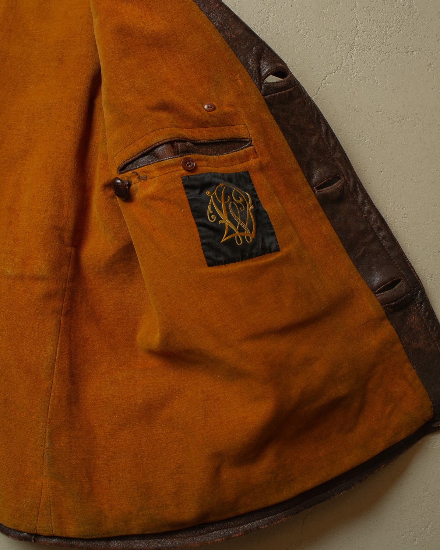 1930s German "Zimmermann" Leather Car Coat brown - M/L