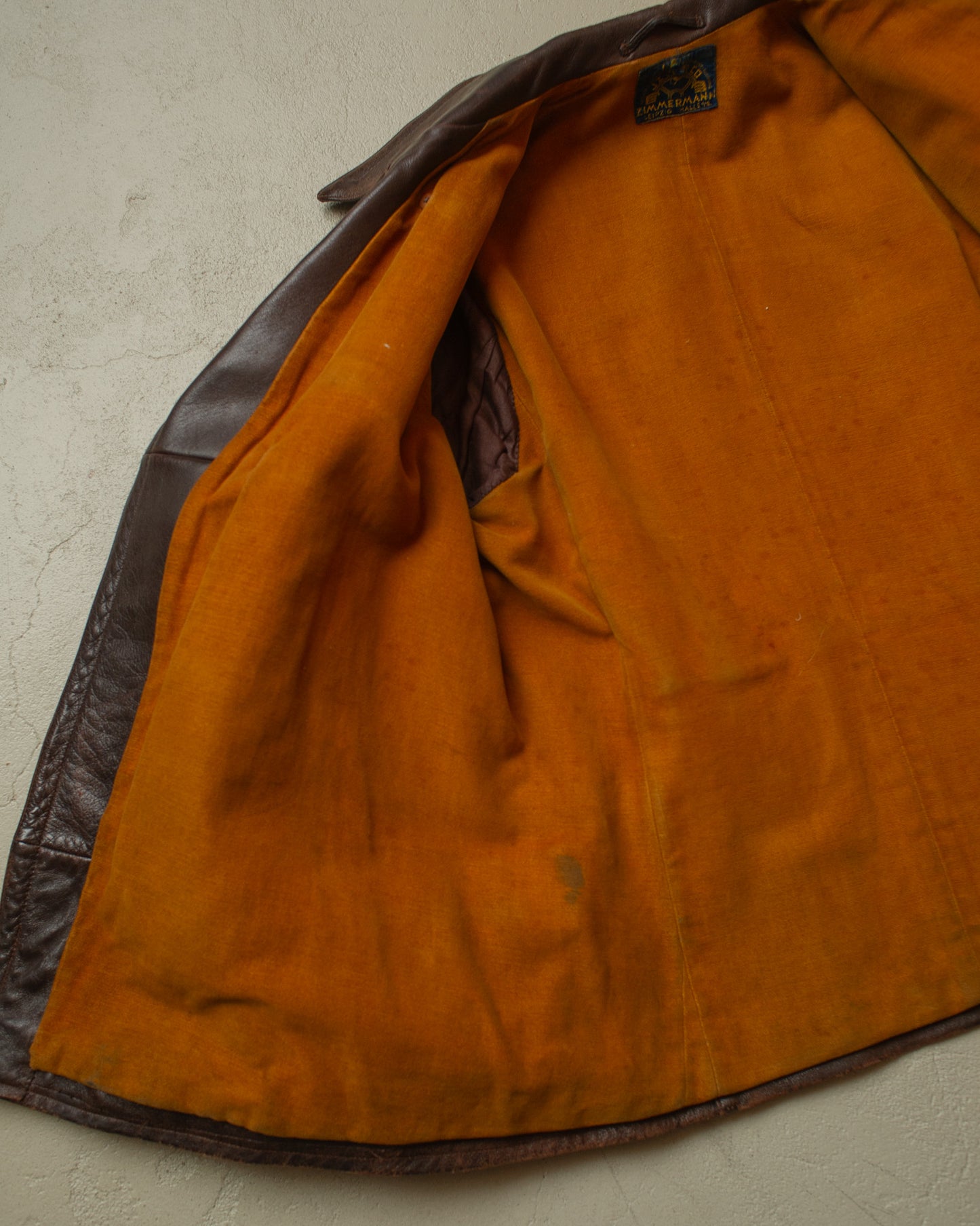 1930s German "Zimmermann" Leather Car Coat brown - M/L