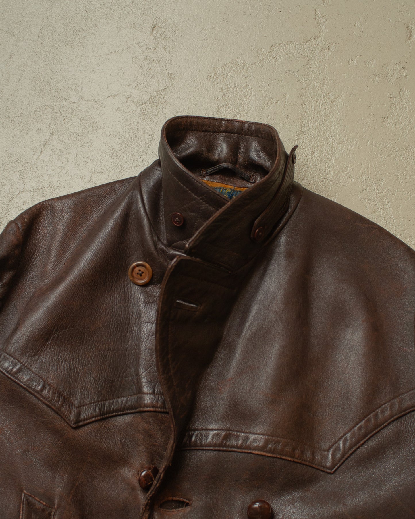 1930s German "Zimmermann" Leather Car Coat brown - M/L