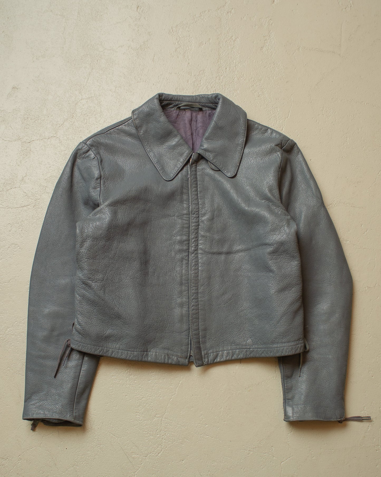 1970 German Navy Uboot Leather Jacket grey - M/L