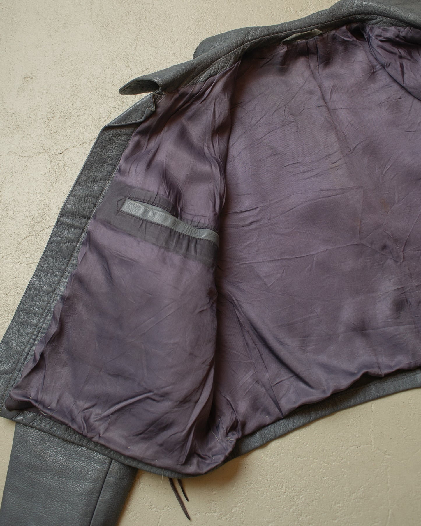 1970 German Navy Uboot Leather Jacket grey - M/L