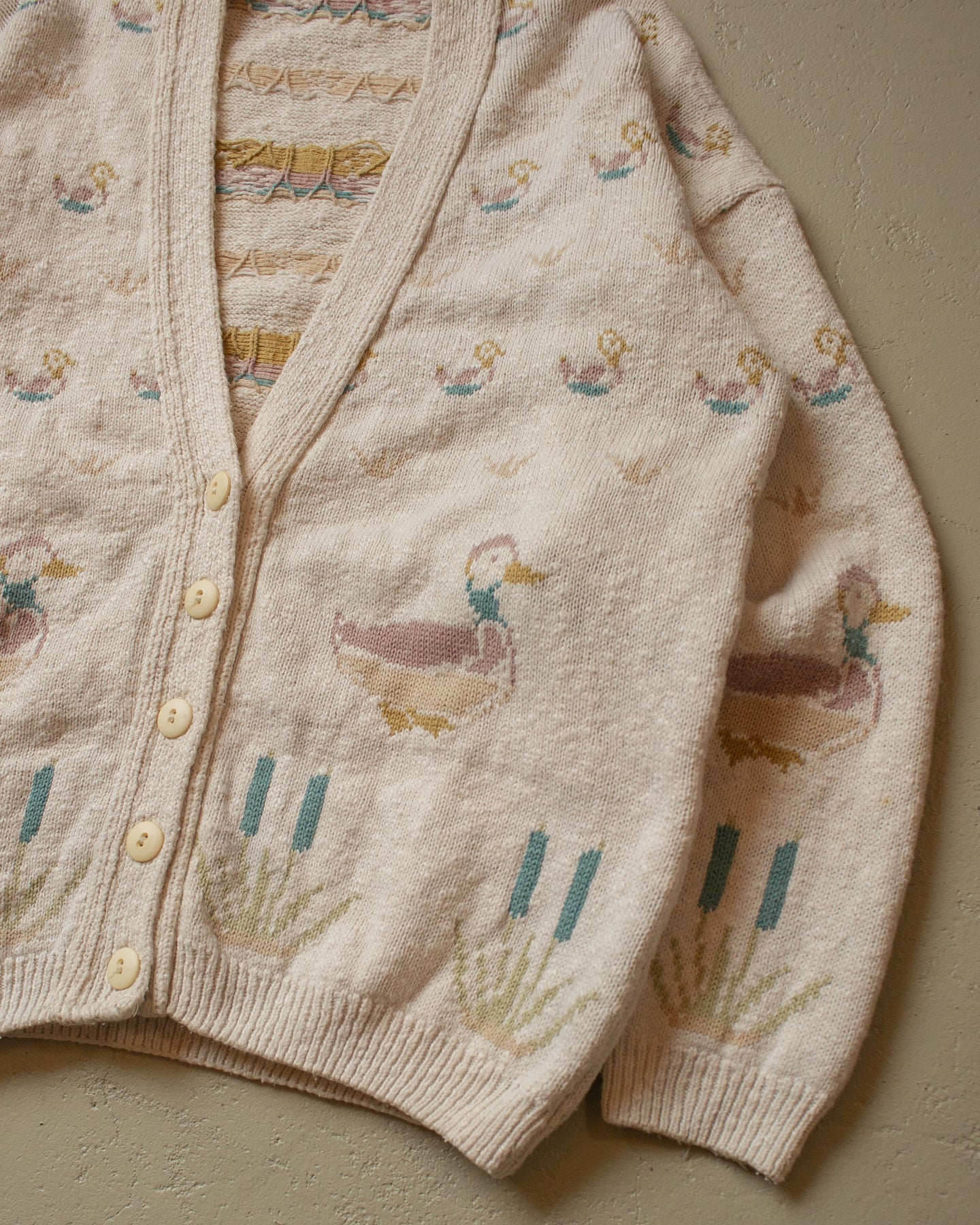 90s Duck Knit Cardigan creme - S/M