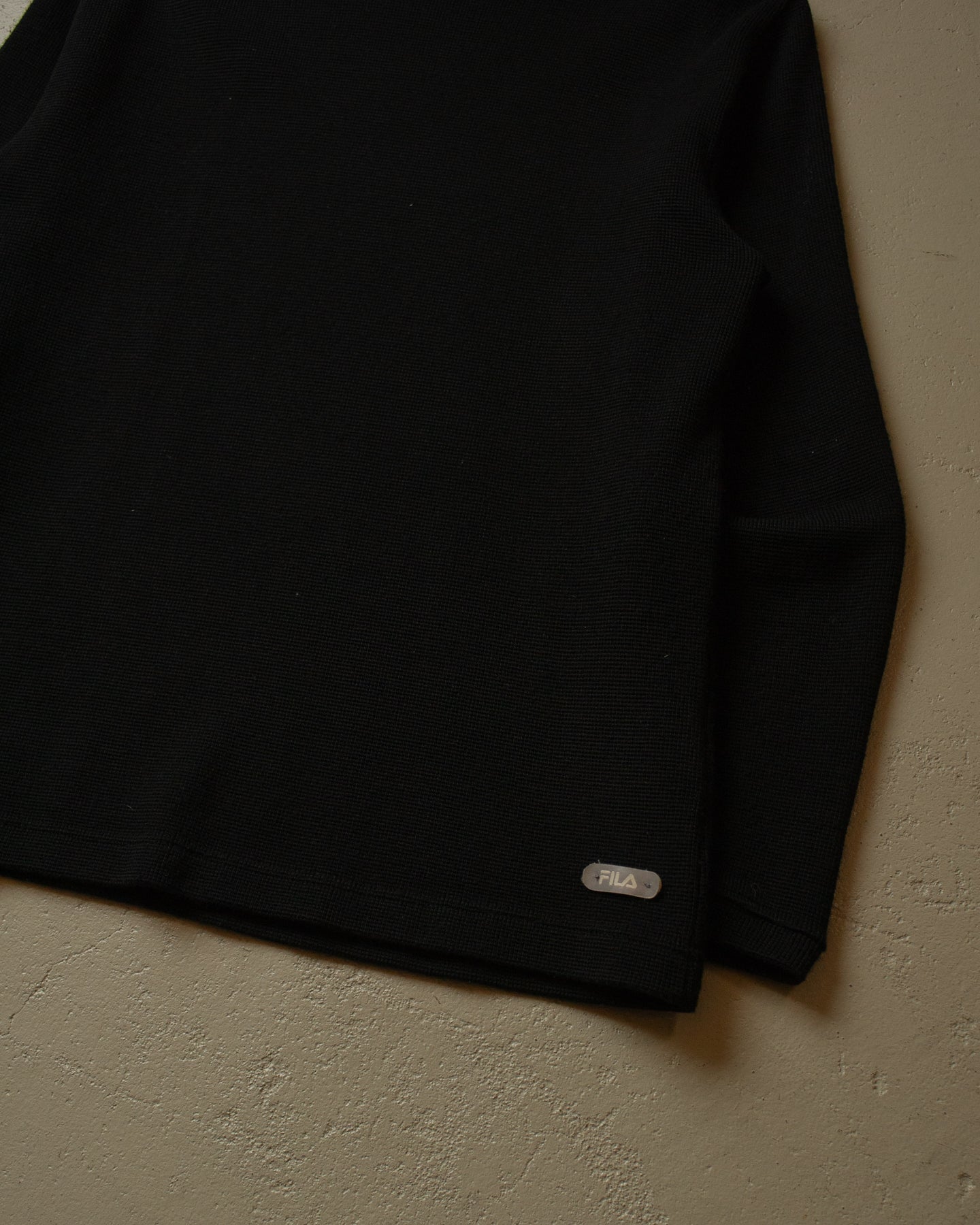 2000s Fila Shoulder Zip Knit Sweater black - L/XL