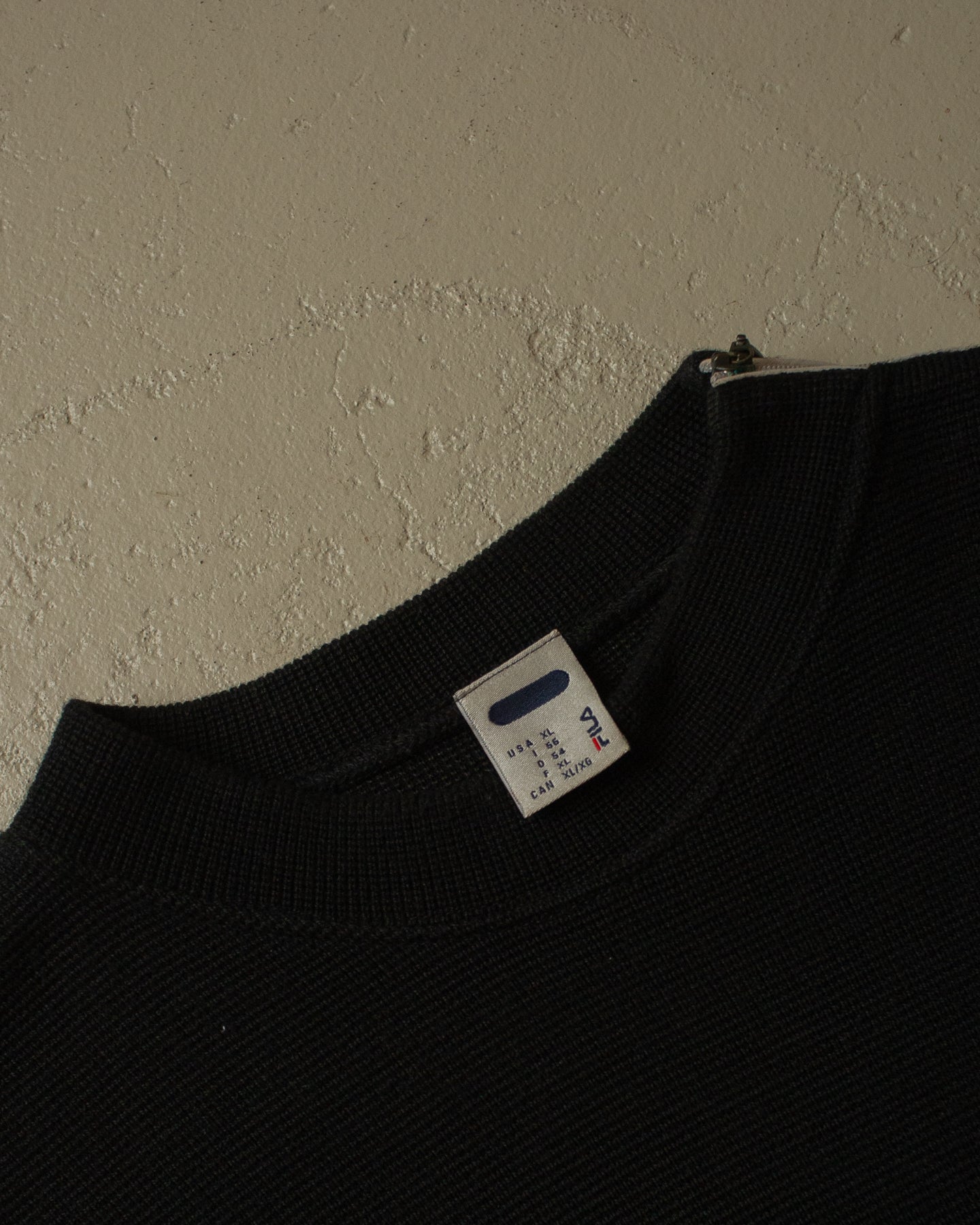 2000s Fila Shoulder Zip Knit Sweater black - L/XL