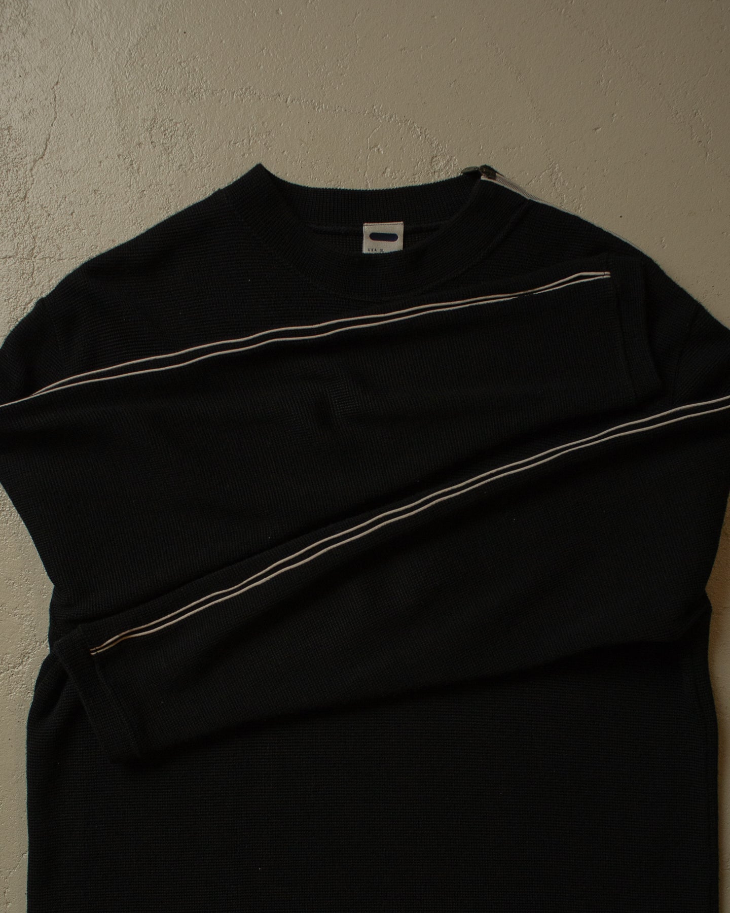 2000s Fila Shoulder Zip Knit Sweater black - L/XL