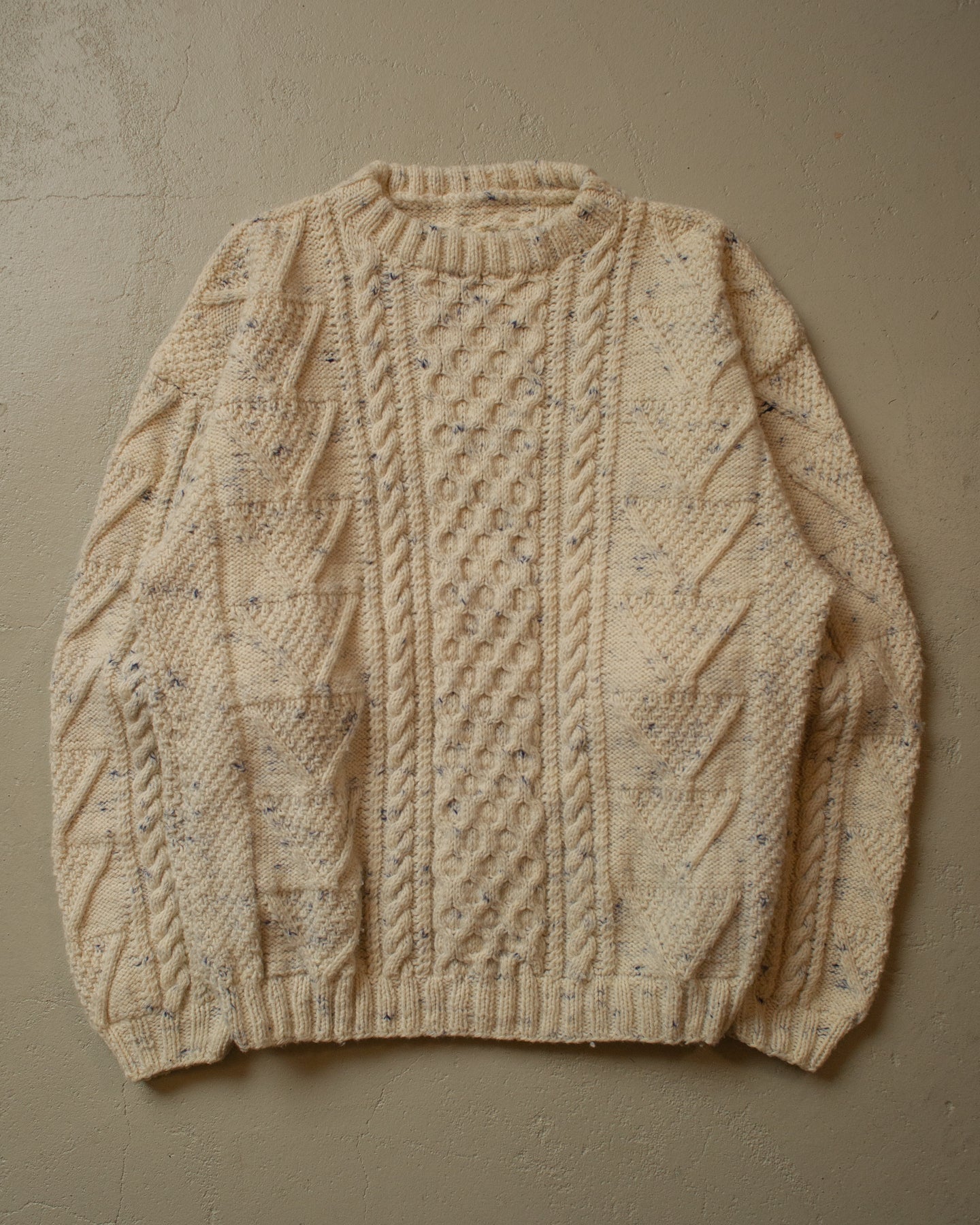 80s Handmade Fisherman Knit Sweater white - XL