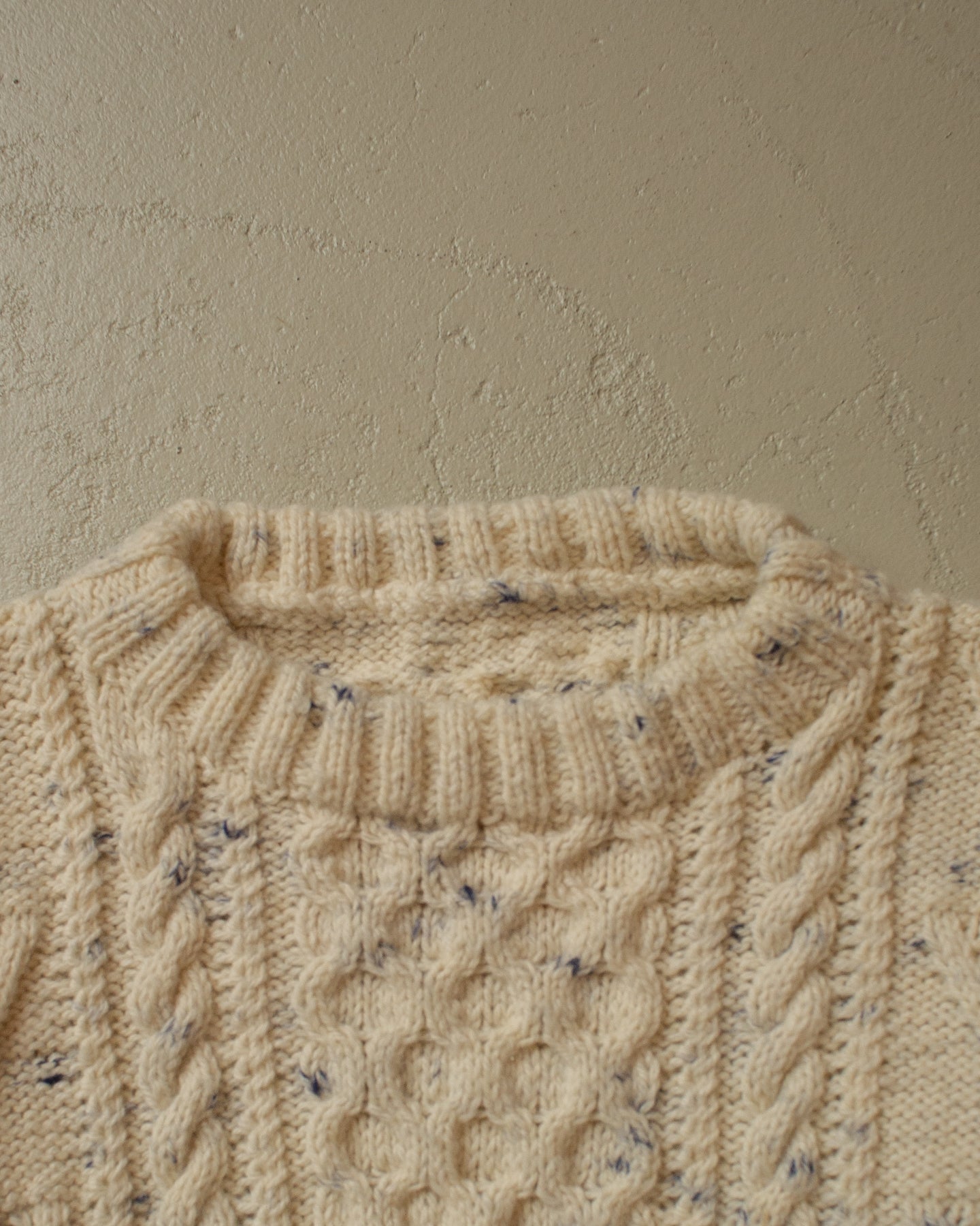 80s Handmade Fisherman Knit Sweater white - XL