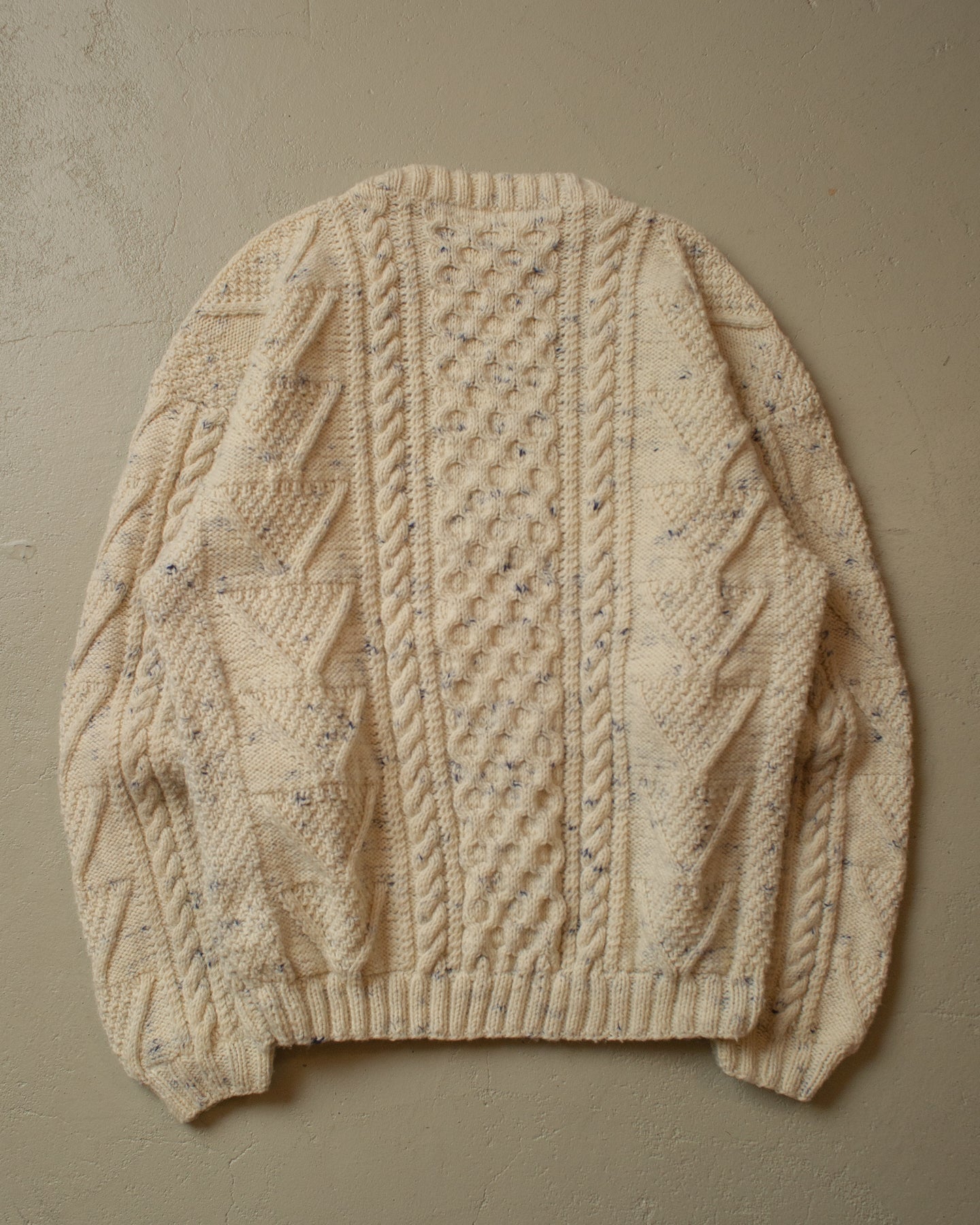 80s Handmade Fisherman Knit Sweater white - XL