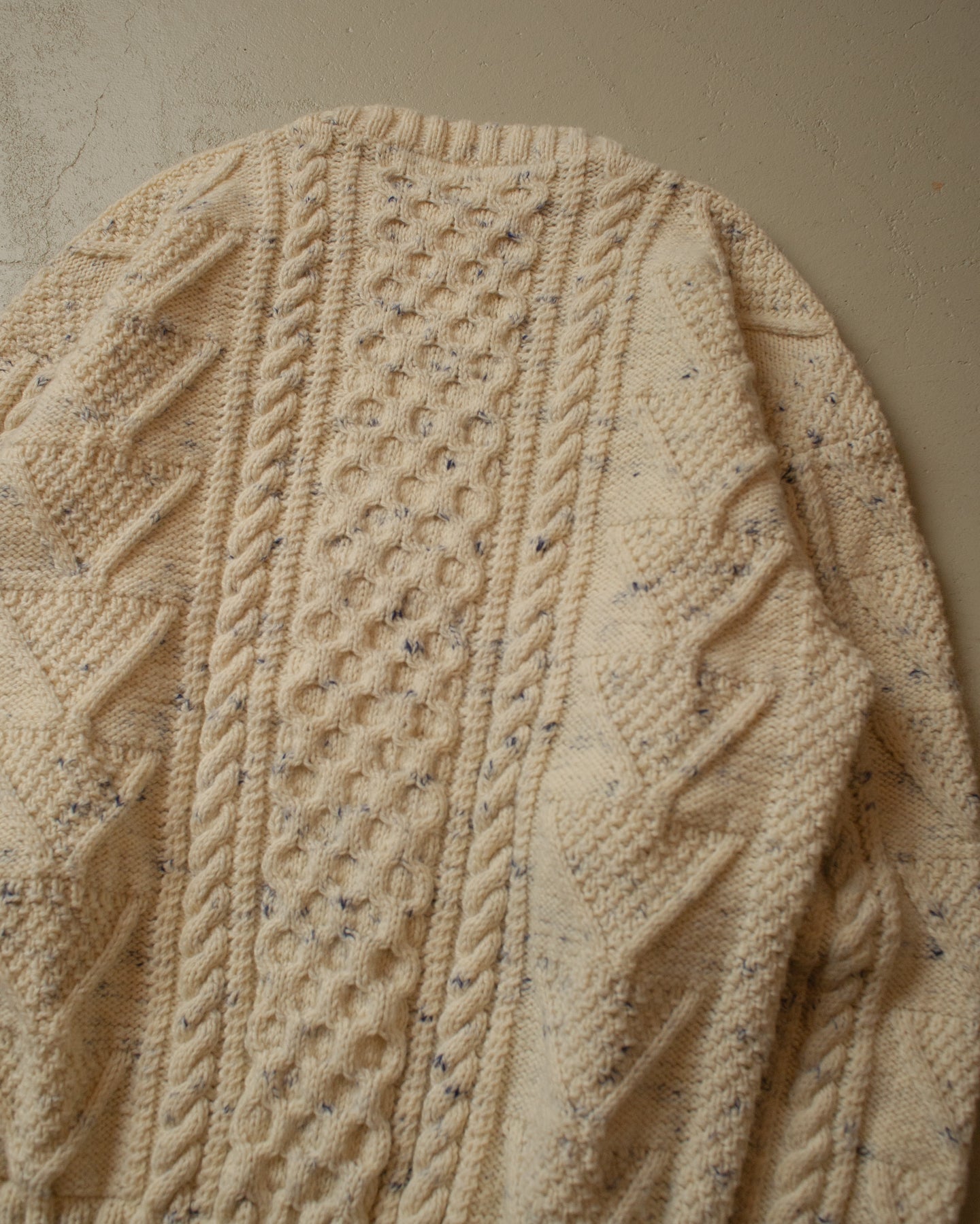 80s Handmade Fisherman Knit Sweater white - XL