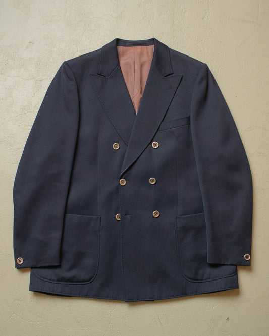 1970s Peak Lapel Double breasted Sports Jacket navyblue - L