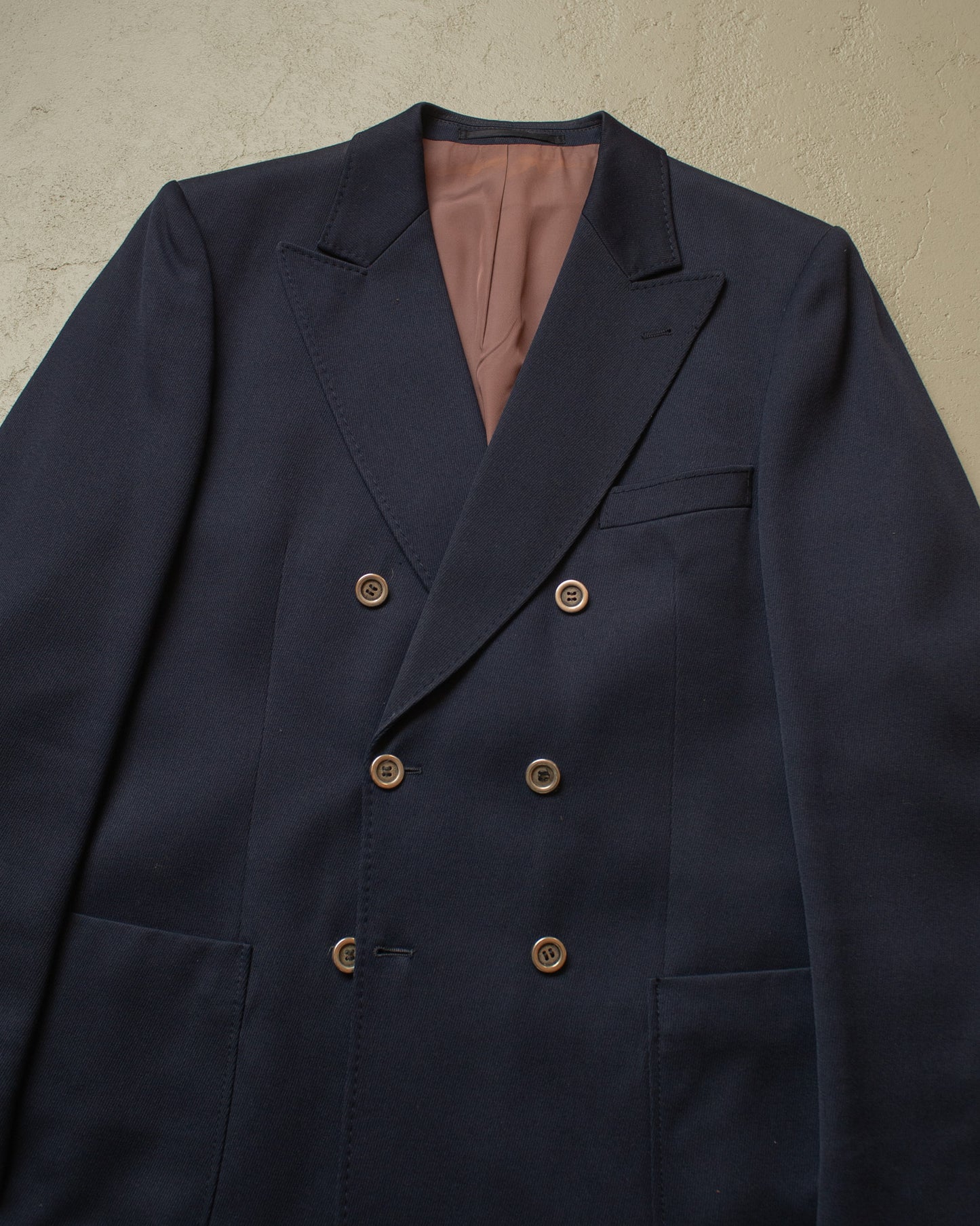 1970s Peak Lapel Double breasted Sports Jacket navyblue - L