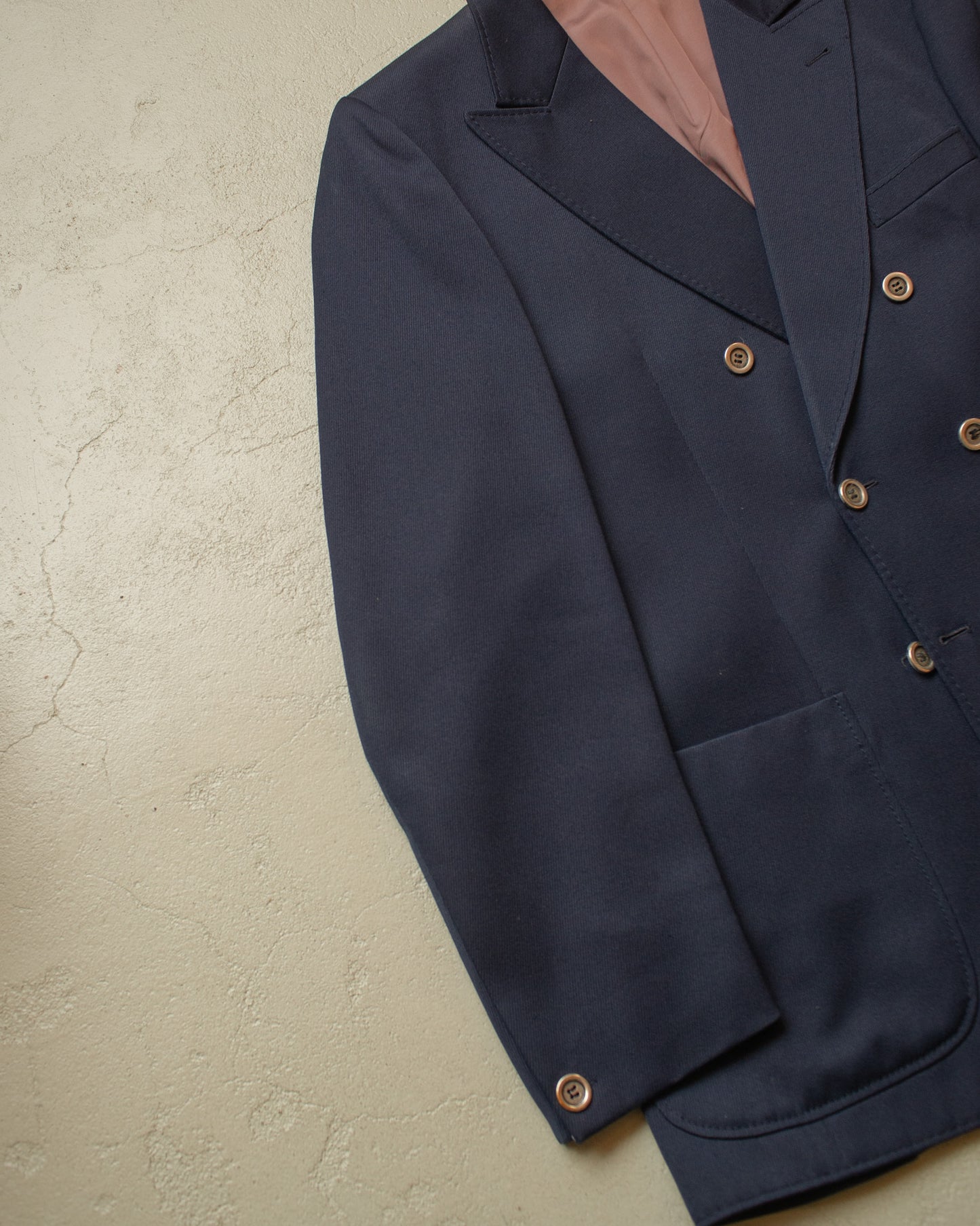 1970s Peak Lapel Double breasted Sports Jacket navyblue - L