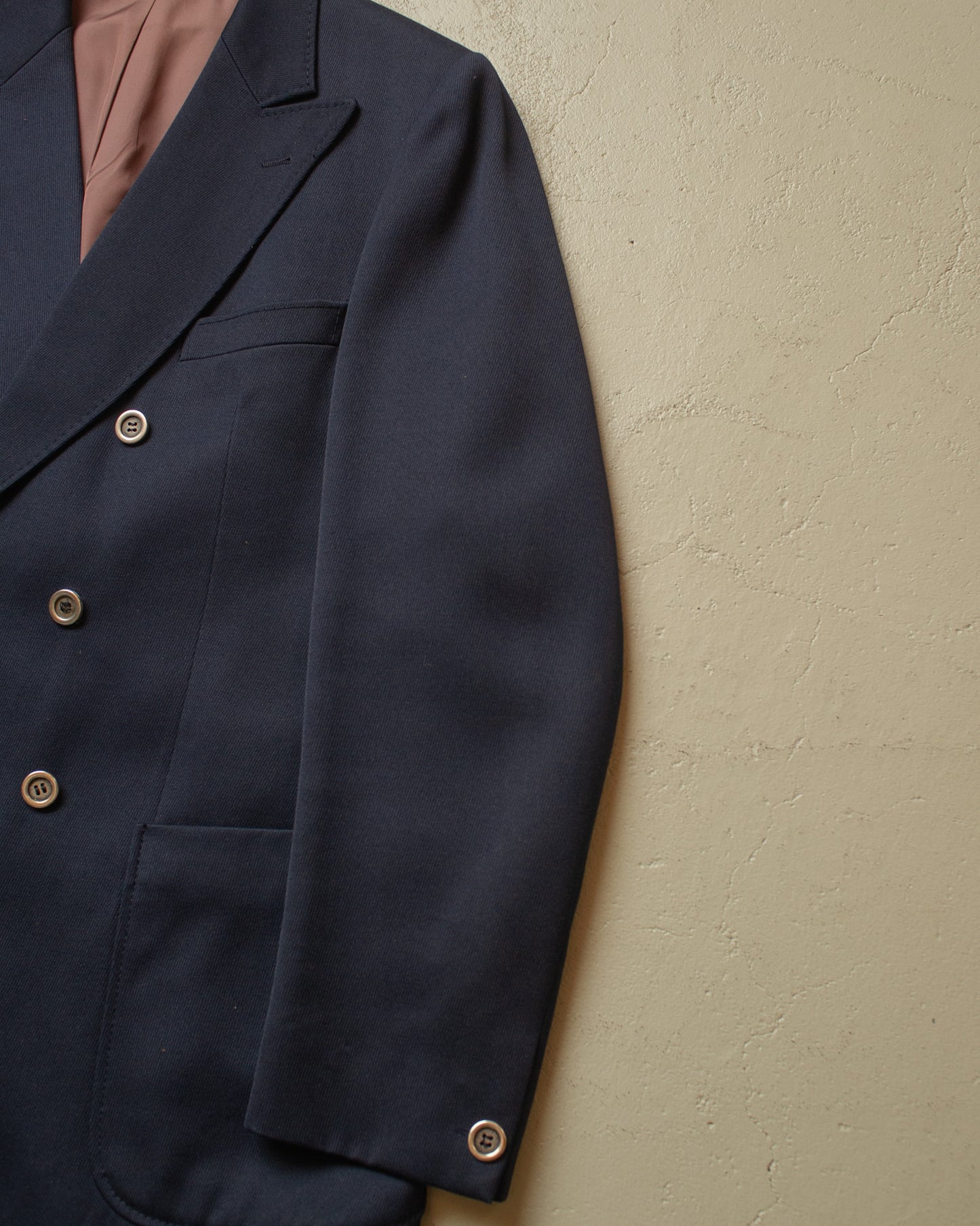 1970s Peak Lapel Double breasted Sports Jacket navyblue - L