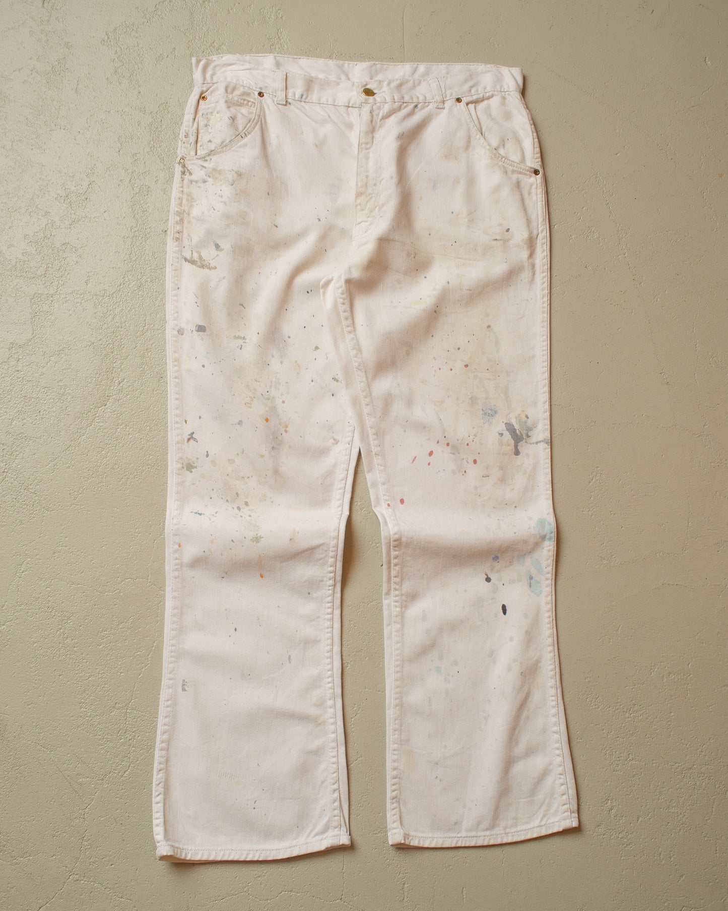 1970s Painter Workwear Flared Pants white - W35 L31