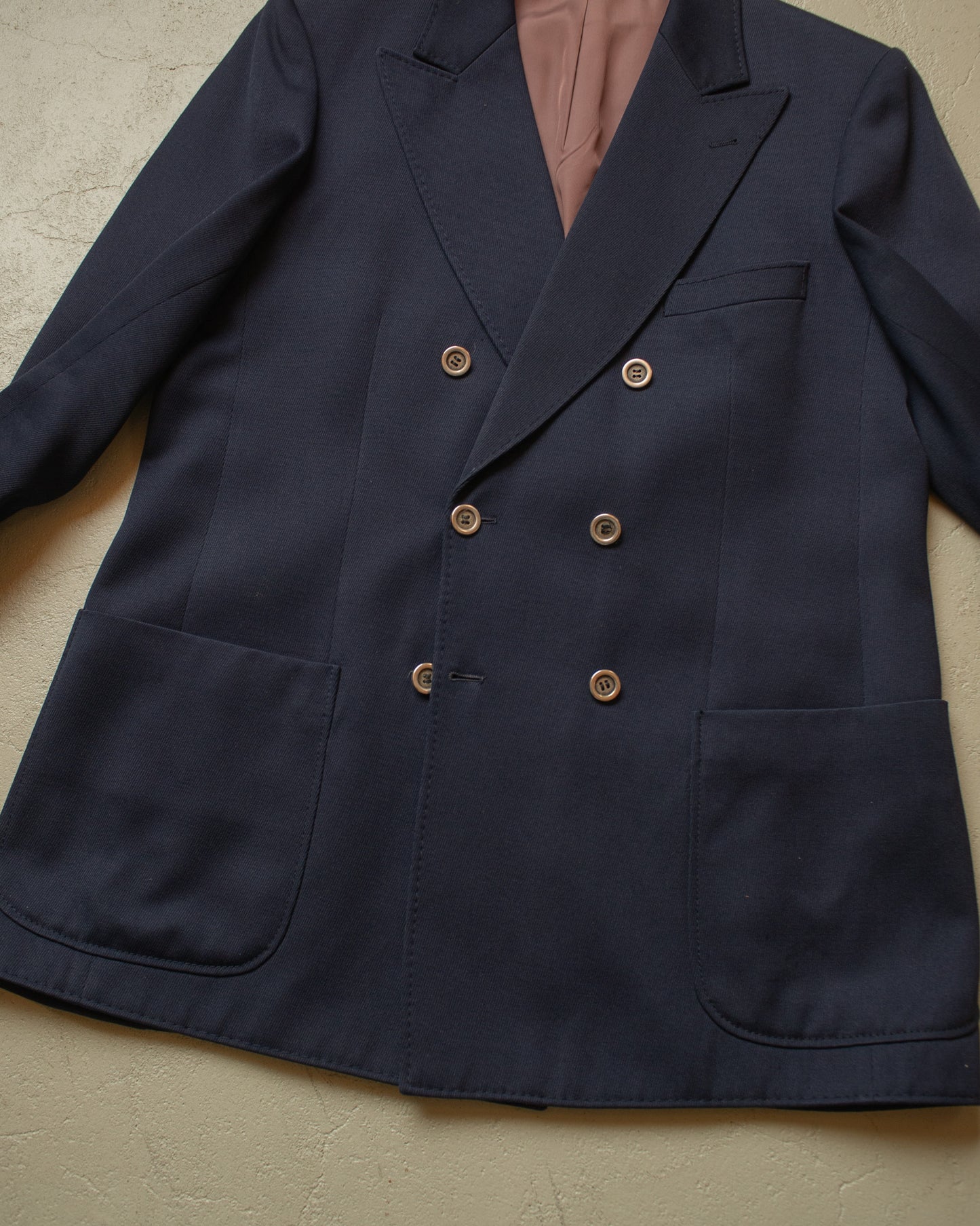 1970s Peak Lapel Double breasted Sports Jacket navyblue - L