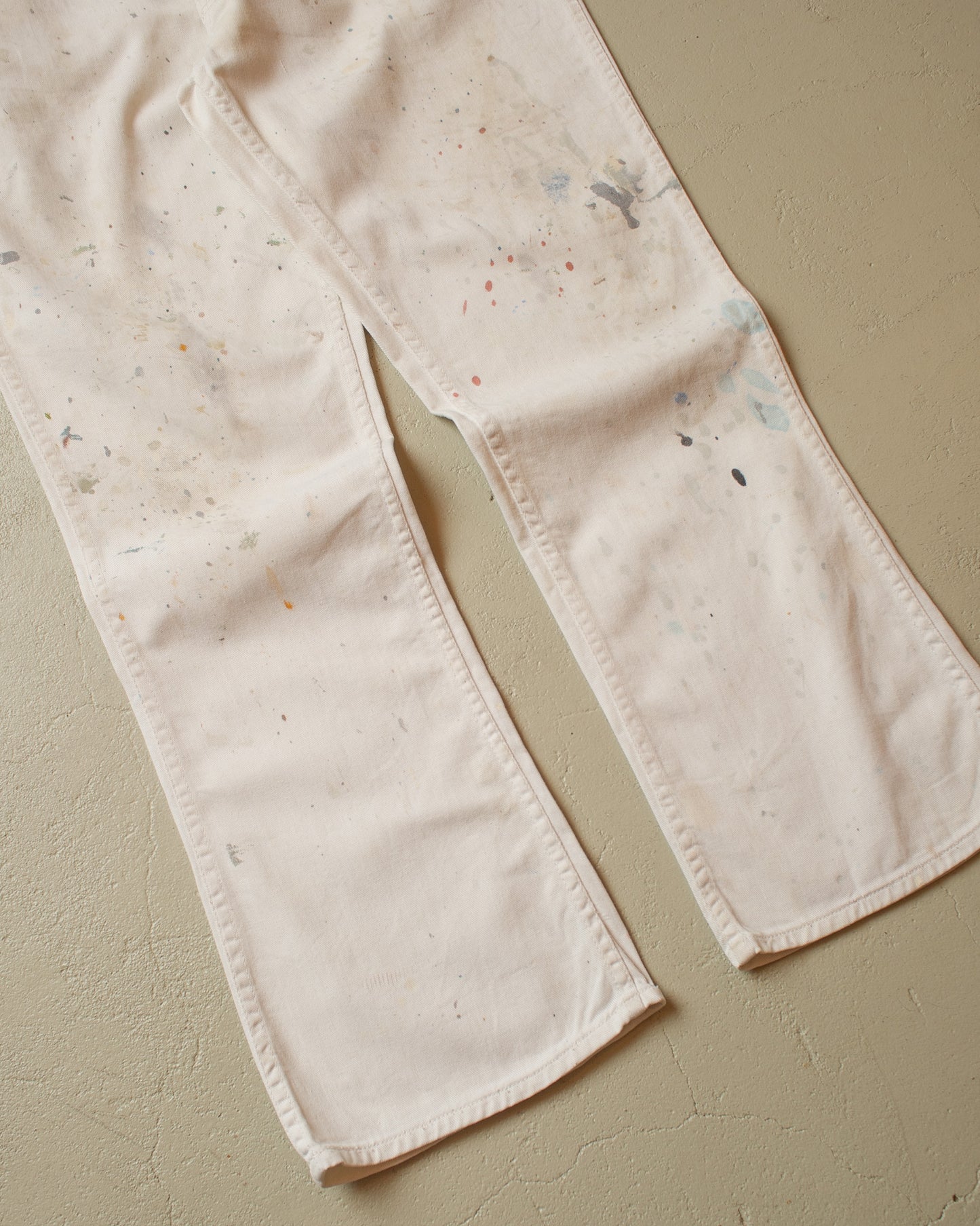 1970s Painter Workwear Flared Pants white - W35 L31