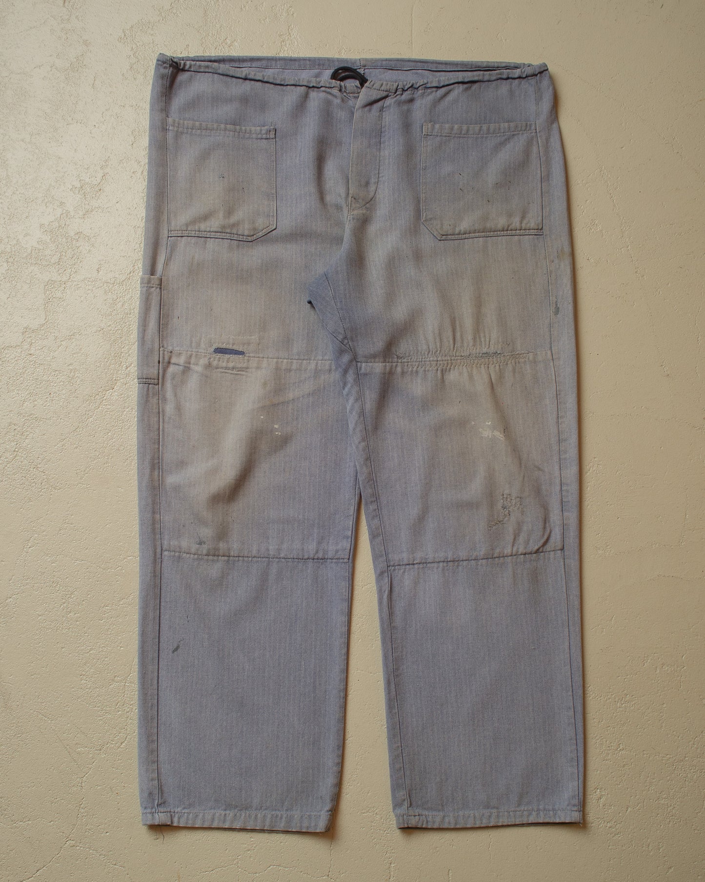1960s/70s Faded &Repaired Workwear Pants blue - W34-42 L31