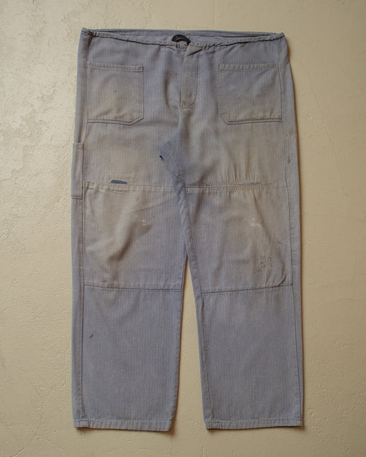 1960s/70s Faded &Repaired Workwear Pants blue - W34-42 L31