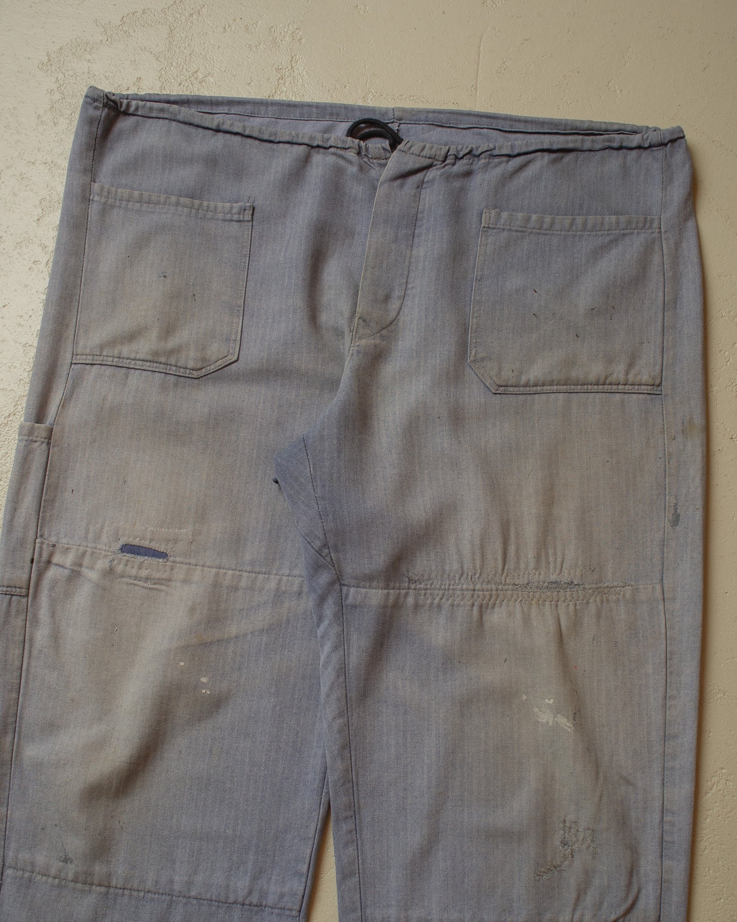1960s/70s Faded &Repaired Workwear Pants blue - W34-42 L31