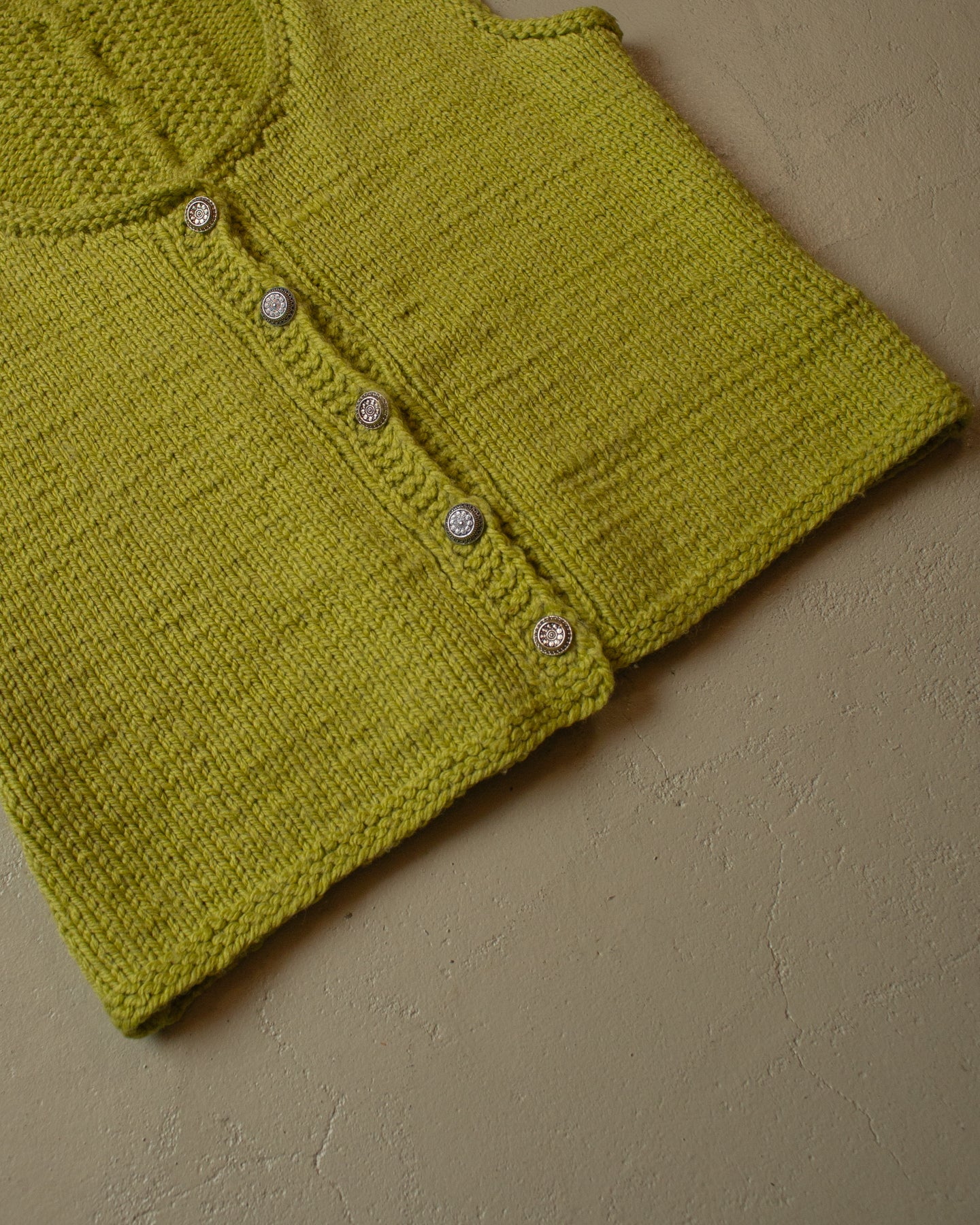 90s Handmade Womens Wool Knit Vest green - S/M