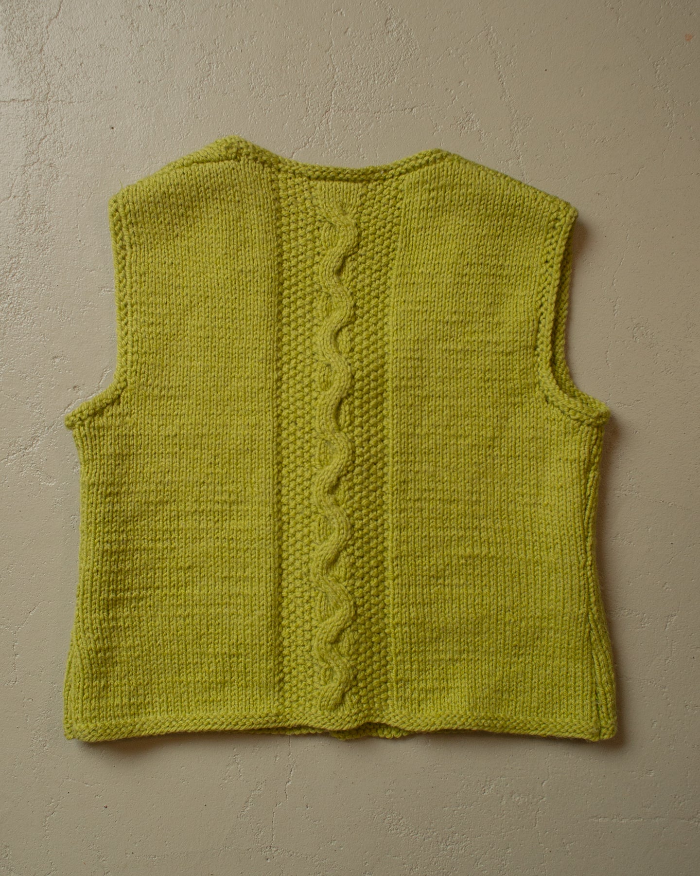 90s Handmade Womens Wool Knit Vest green - S/M