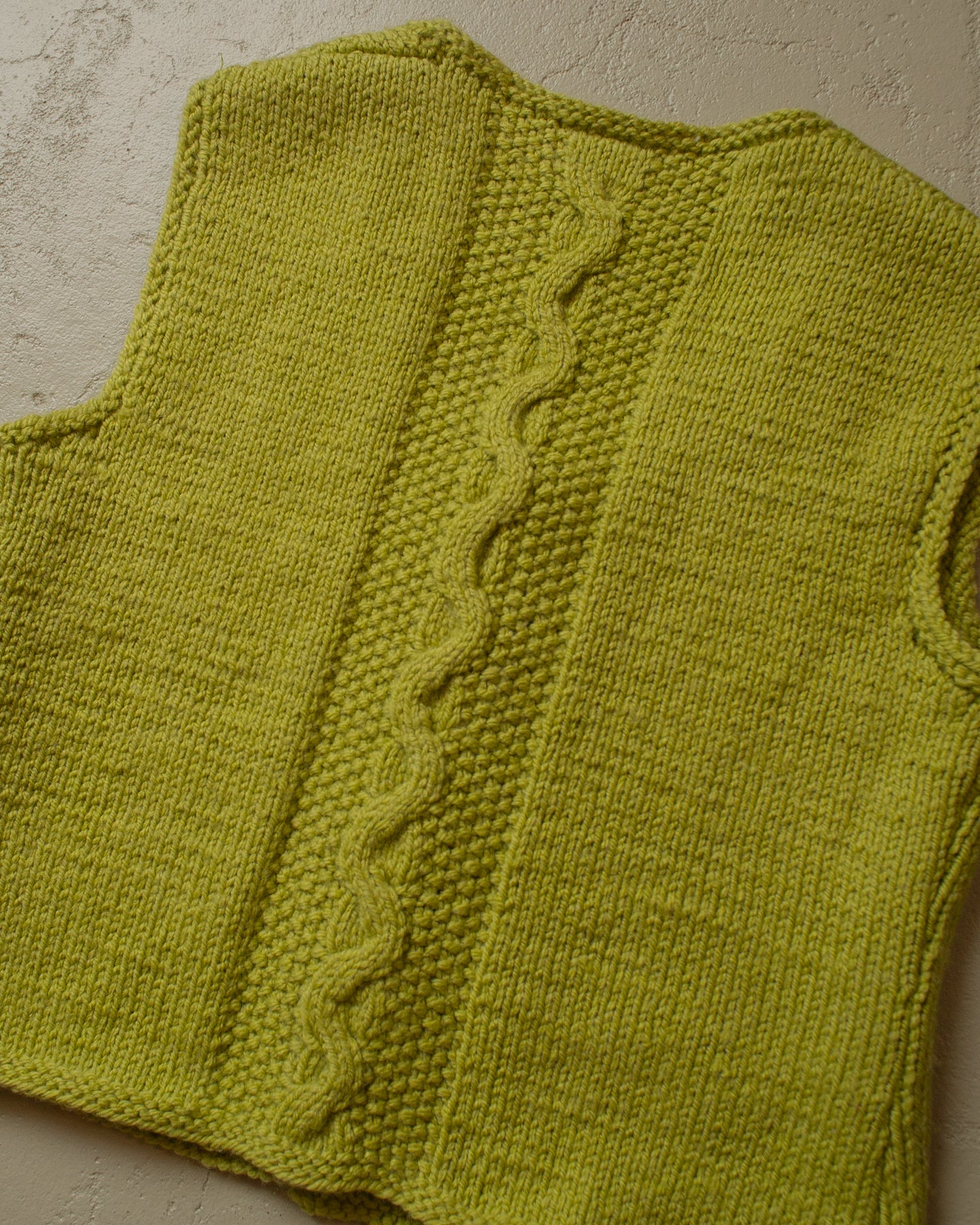 90s Handmade Womens Wool Knit Vest green - S/M