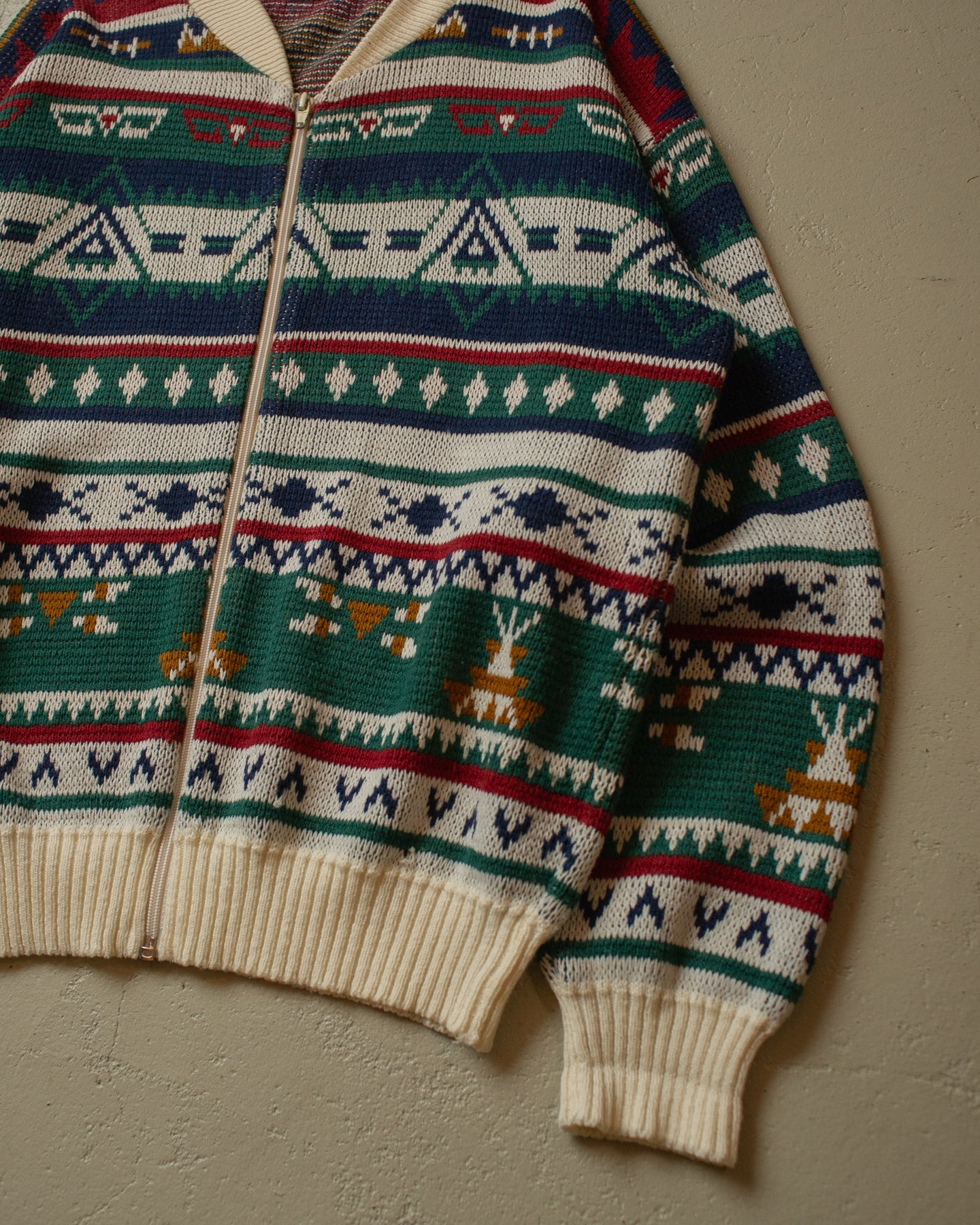 80s/90s C&A crazy Patter Knit Zipper multi - S/M