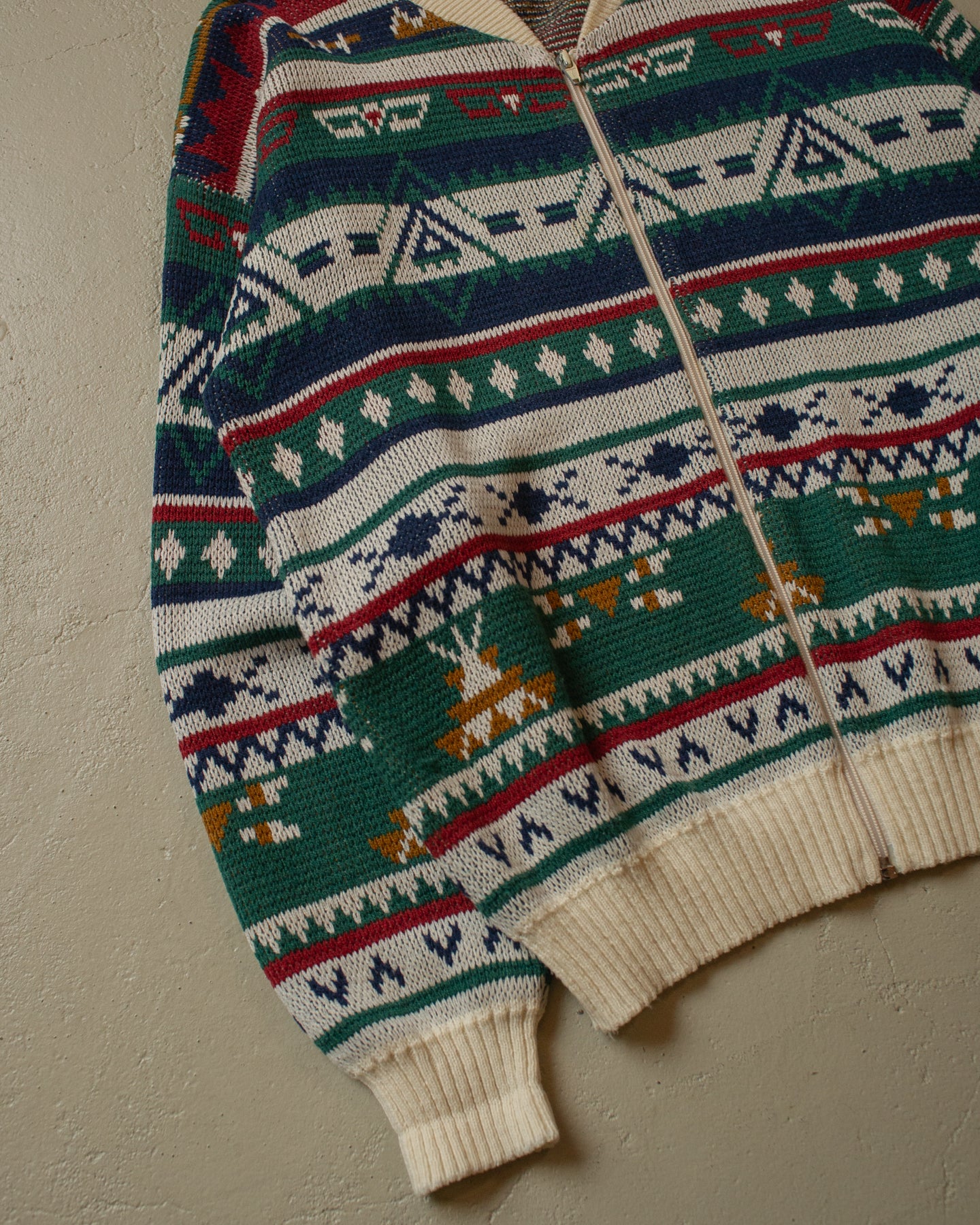 80s/90s C&A crazy Patter Knit Zipper multi - S/M