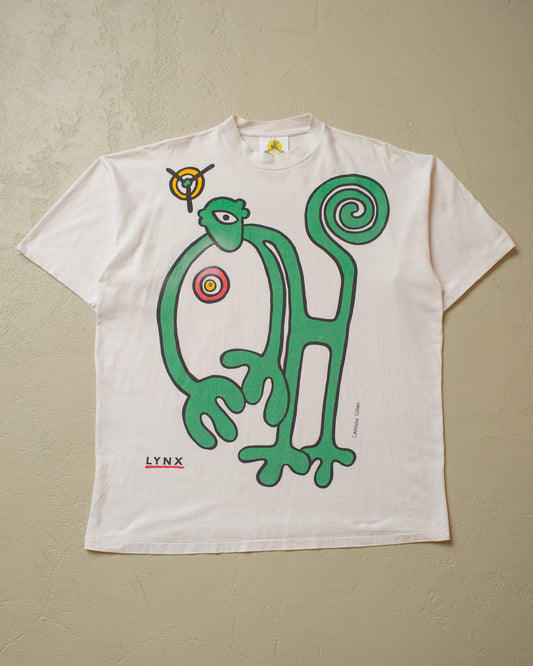 1990s Lynx Art T-shirt white - XL