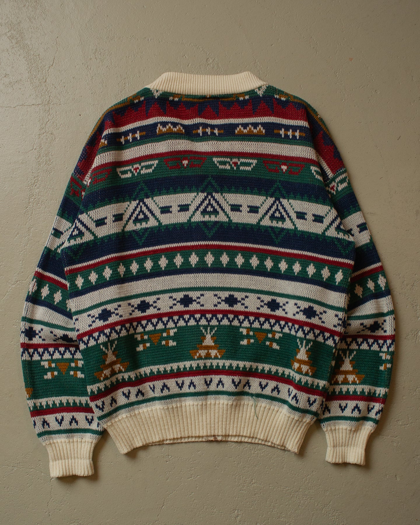 80s/90s C&A crazy Patter Knit Zipper multi - S/M