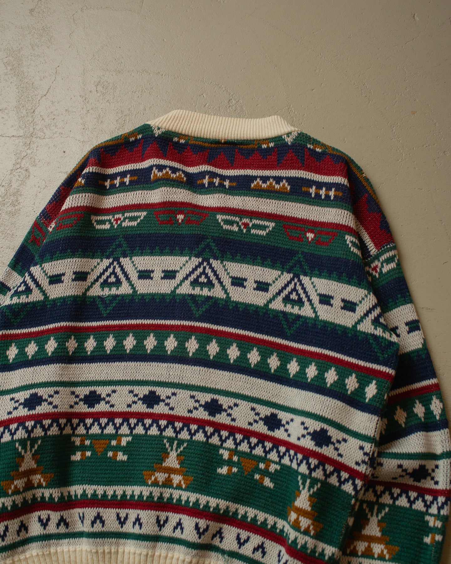 80s/90s C&A crazy Patter Knit Zipper multi - S/M