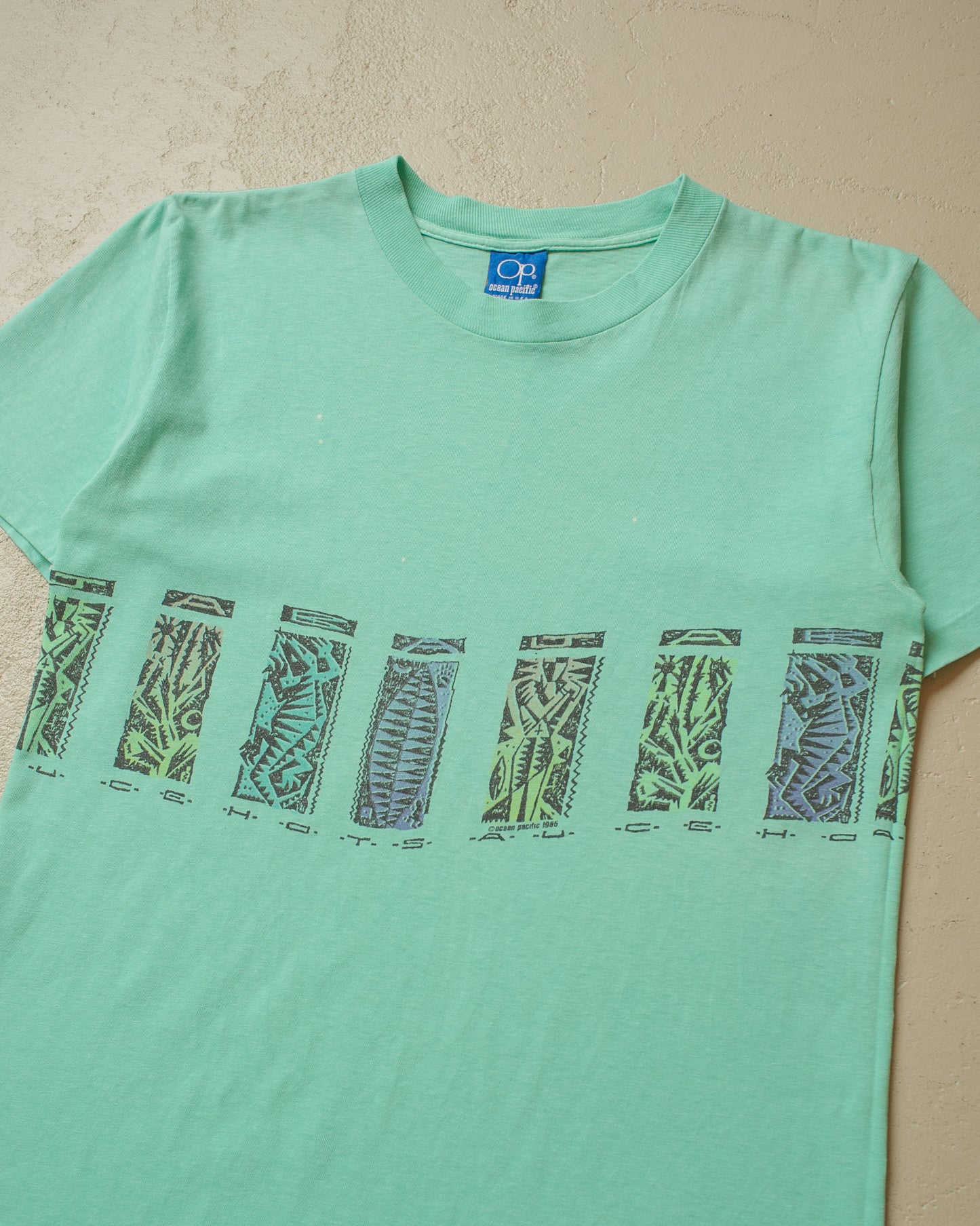 1986 Ocean Pacific Wraparound Print T-shirt green - M