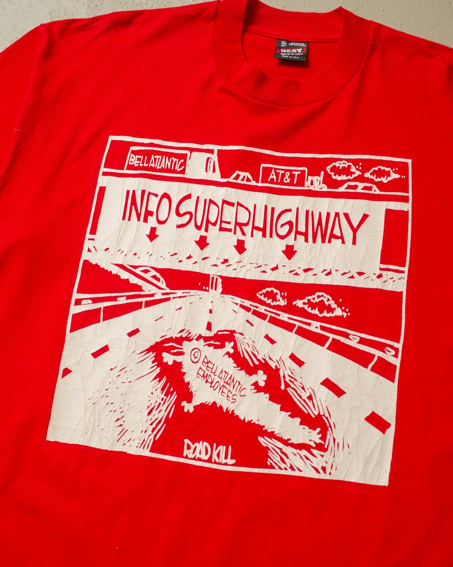 1990s Info Superhighway T-shirt red - XL