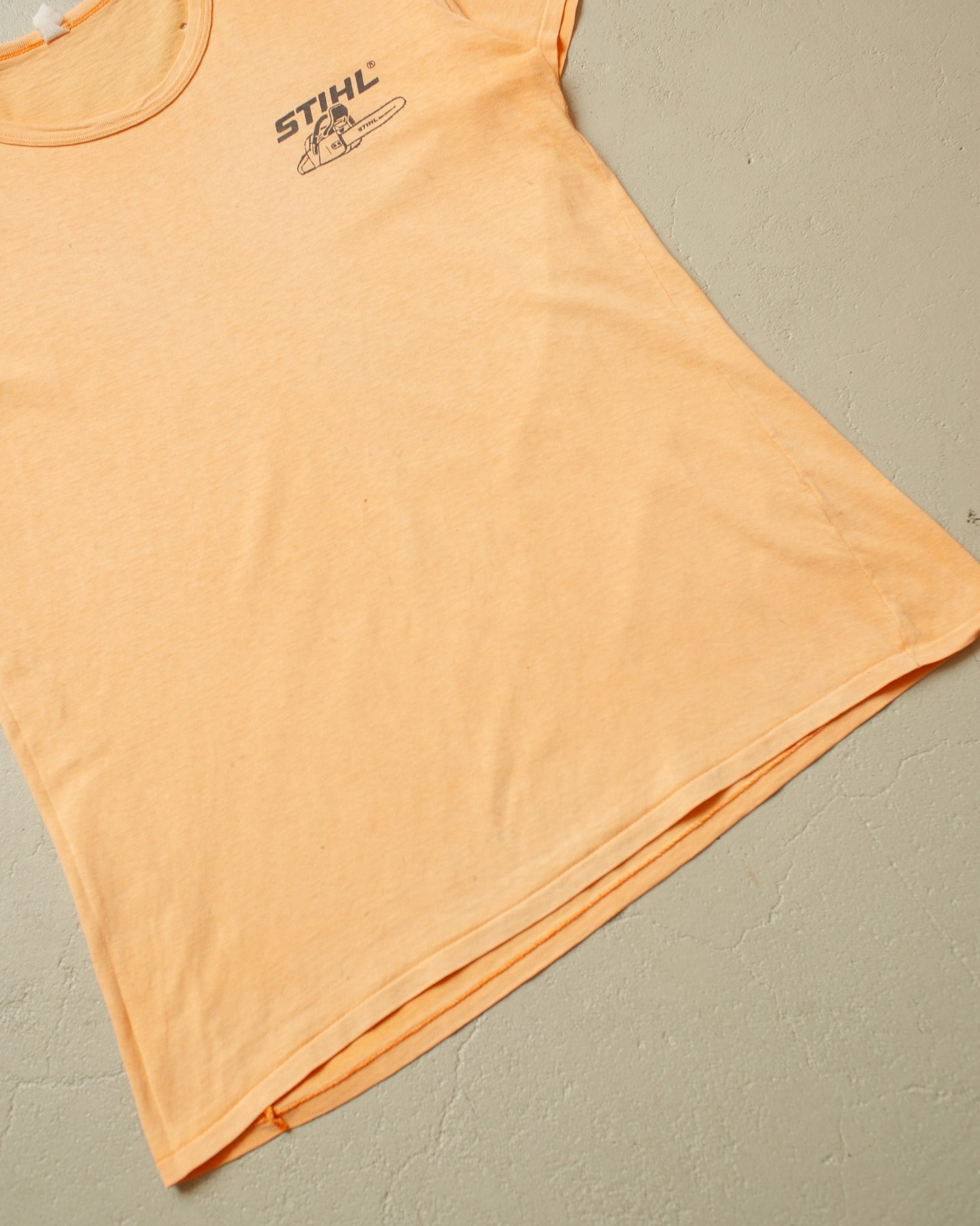 1970s/80s distressed Stihl T-shirt orange - L